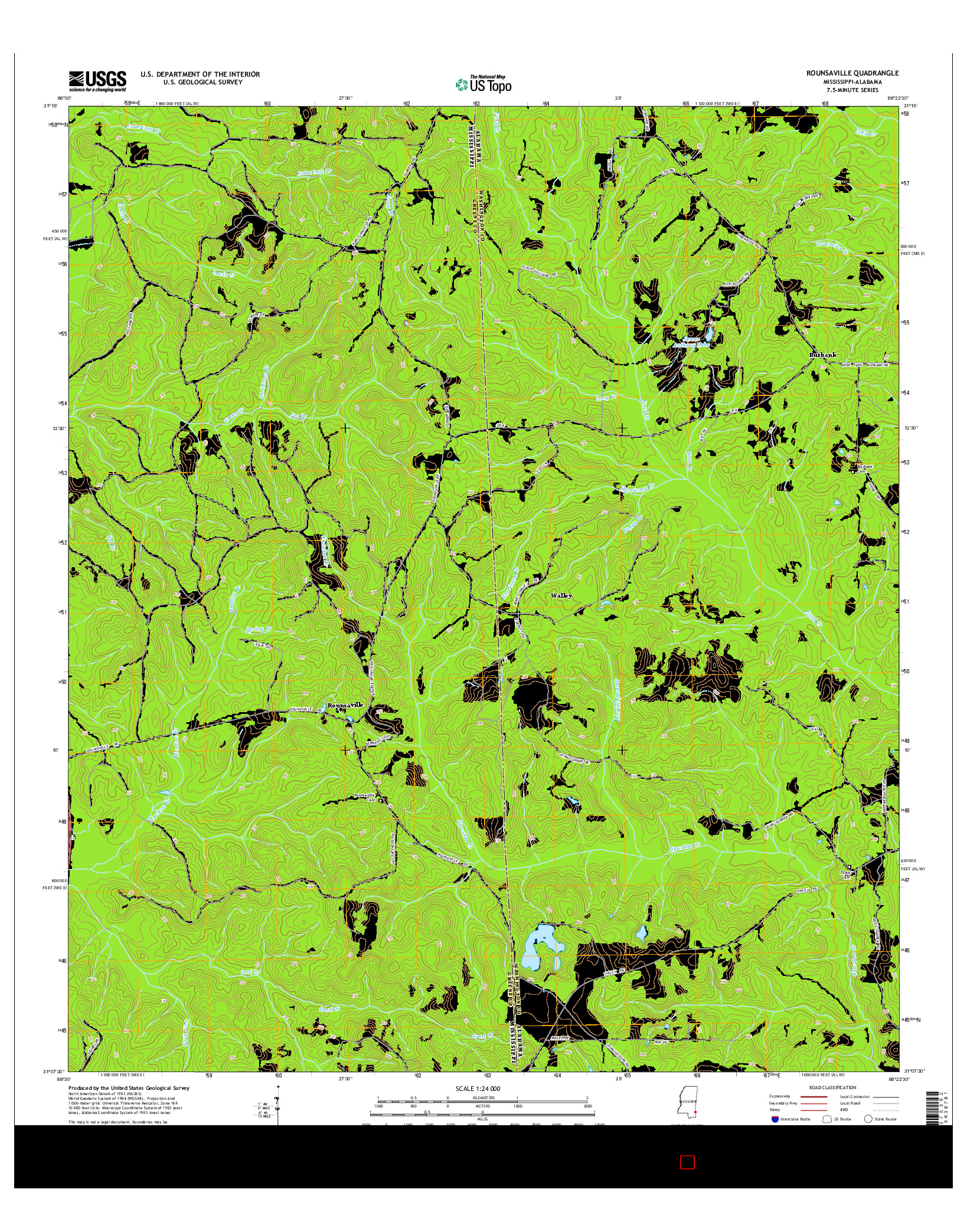 USGS US TOPO 7.5-MINUTE MAP FOR ROUNSAVILLE, MS-AL 2015