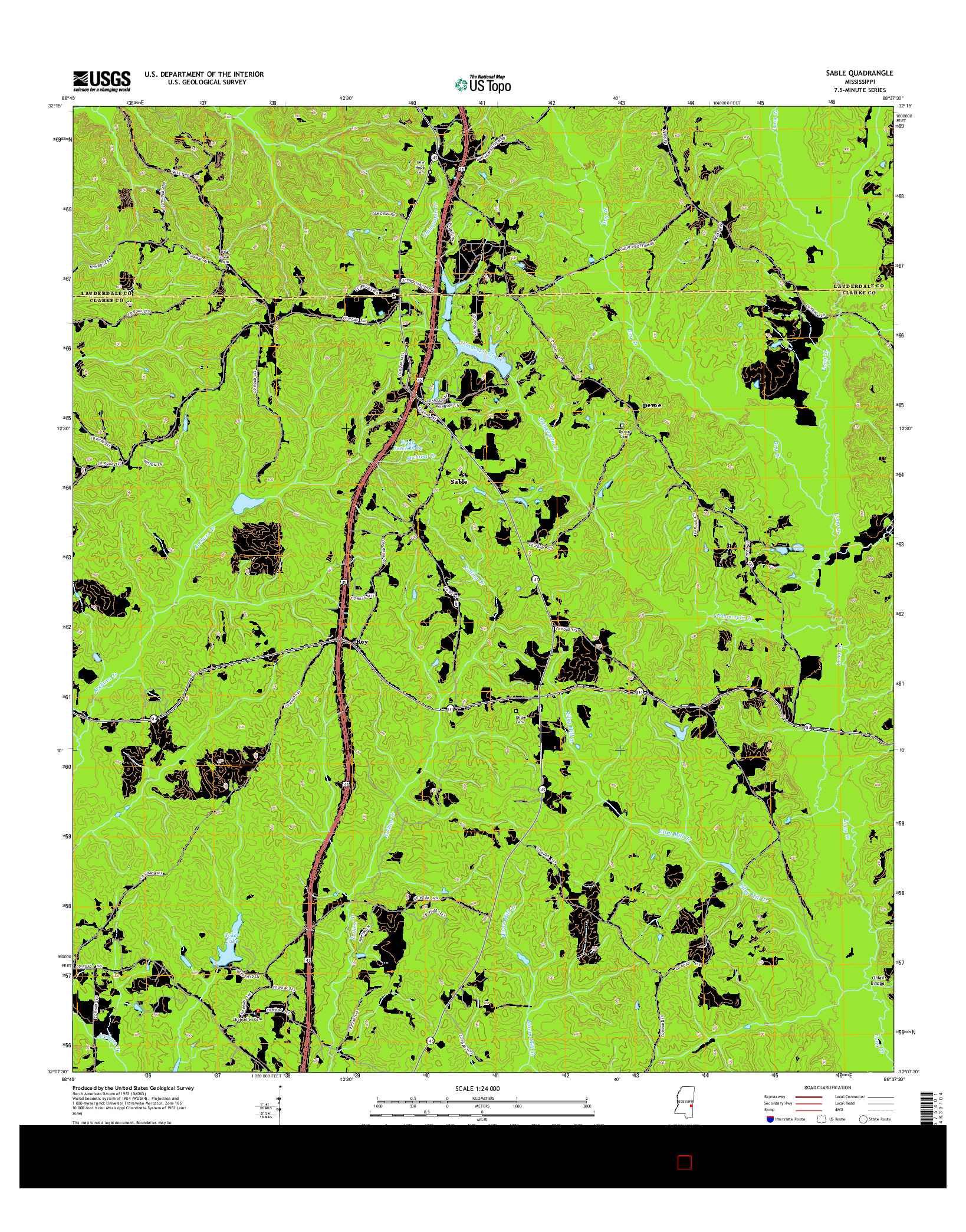 USGS US TOPO 7.5-MINUTE MAP FOR SABLE, MS 2015