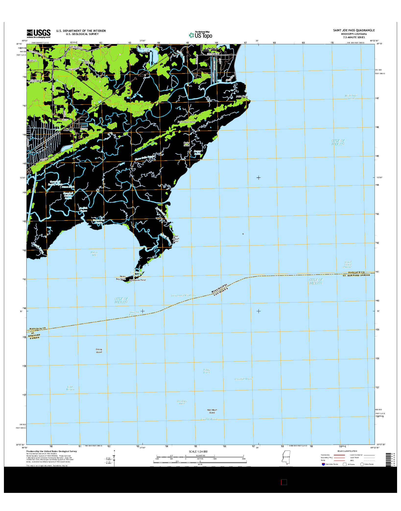 USGS US TOPO 7.5-MINUTE MAP FOR SAINT JOE PASS, MS-LA 2015