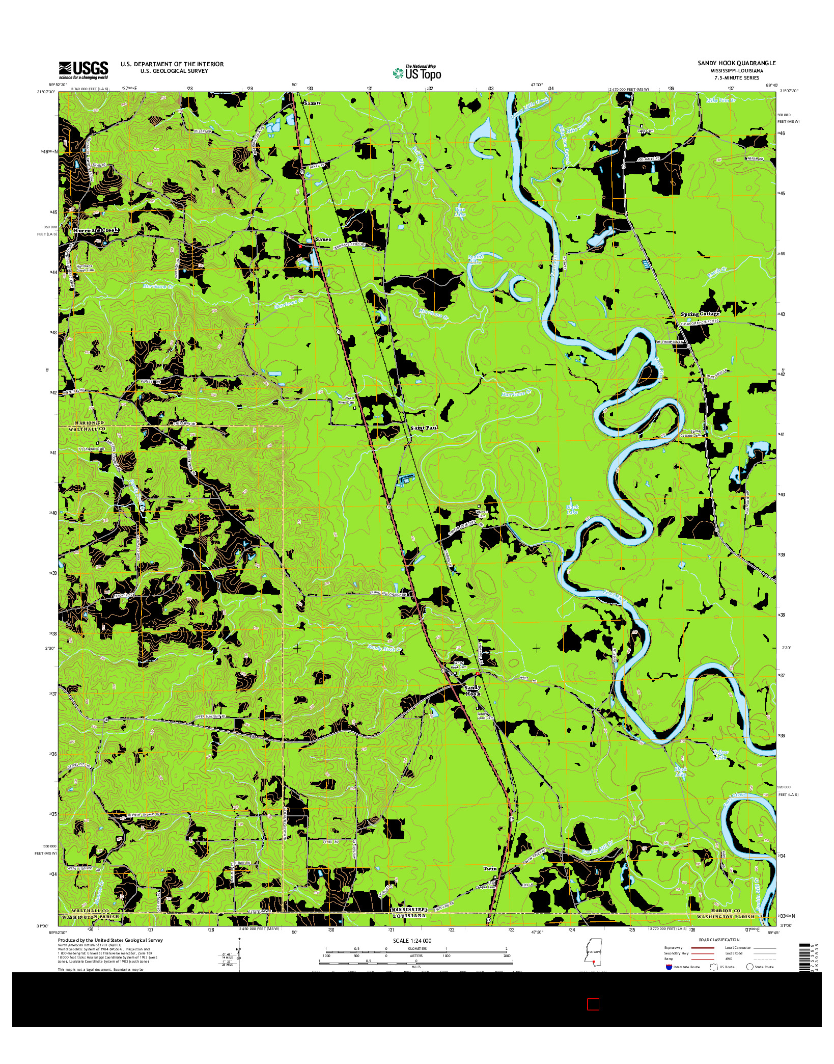 USGS US TOPO 7.5-MINUTE MAP FOR SANDY HOOK, MS-LA 2015