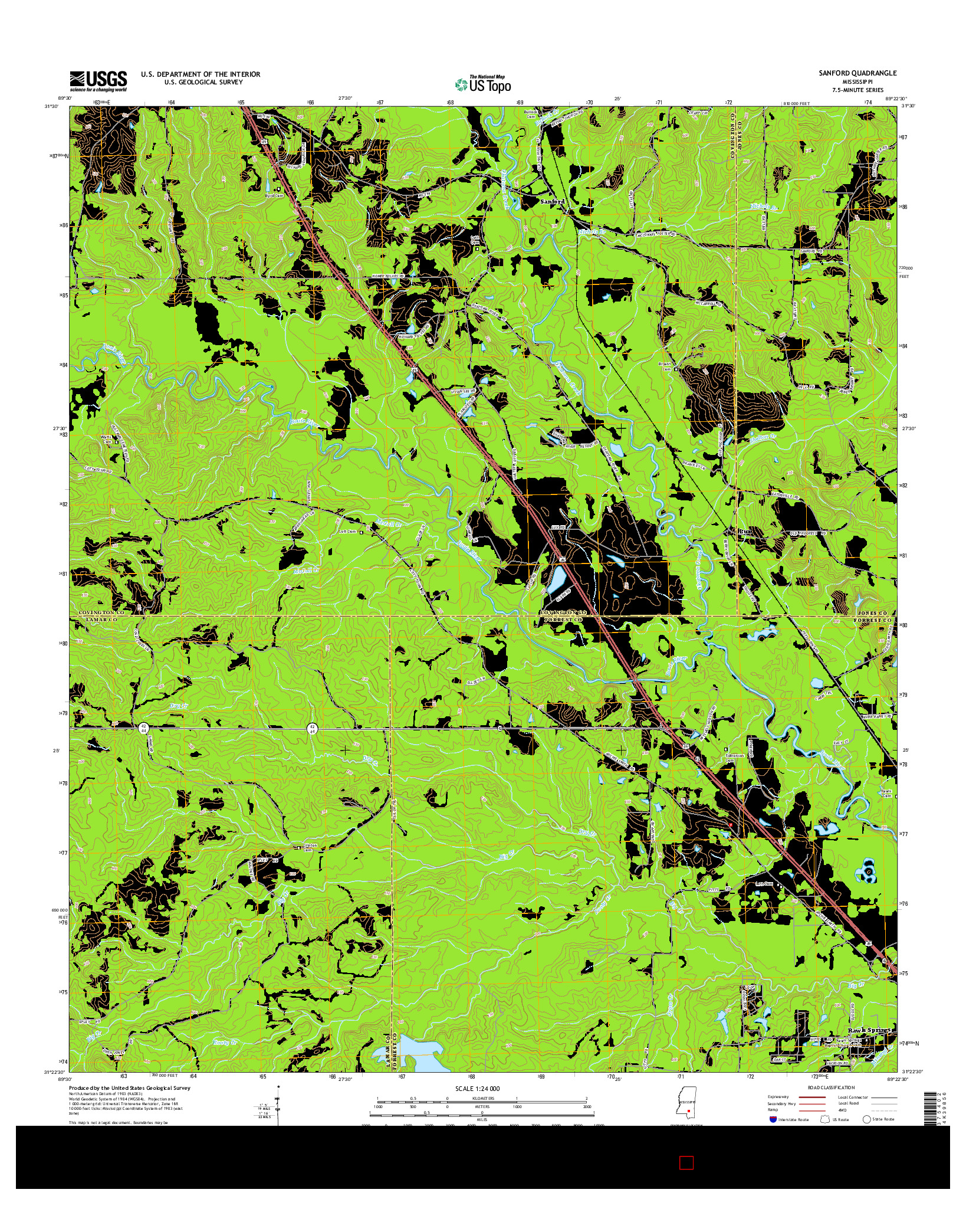 USGS US TOPO 7.5-MINUTE MAP FOR SANFORD, MS 2015