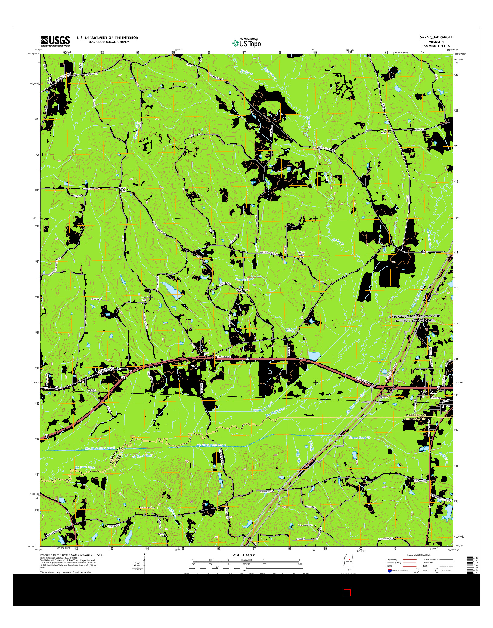 USGS US TOPO 7.5-MINUTE MAP FOR SAPA, MS 2015
