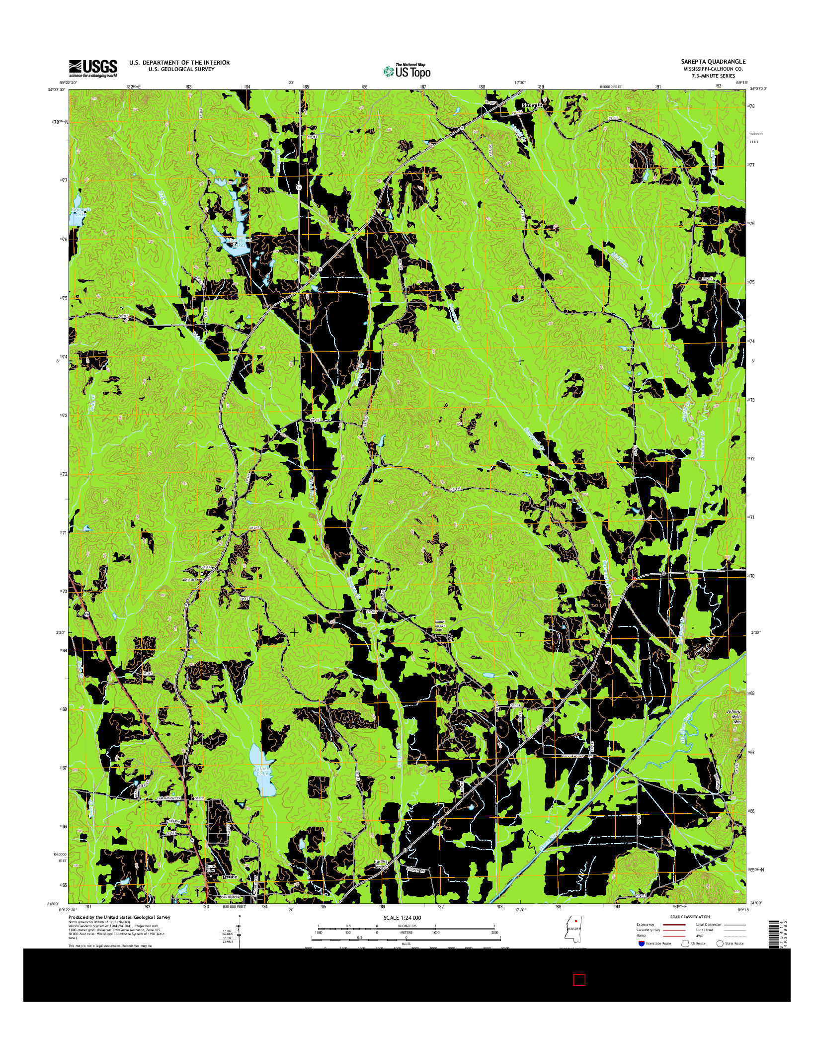 USGS US TOPO 7.5-MINUTE MAP FOR SAREPTA, MS 2015