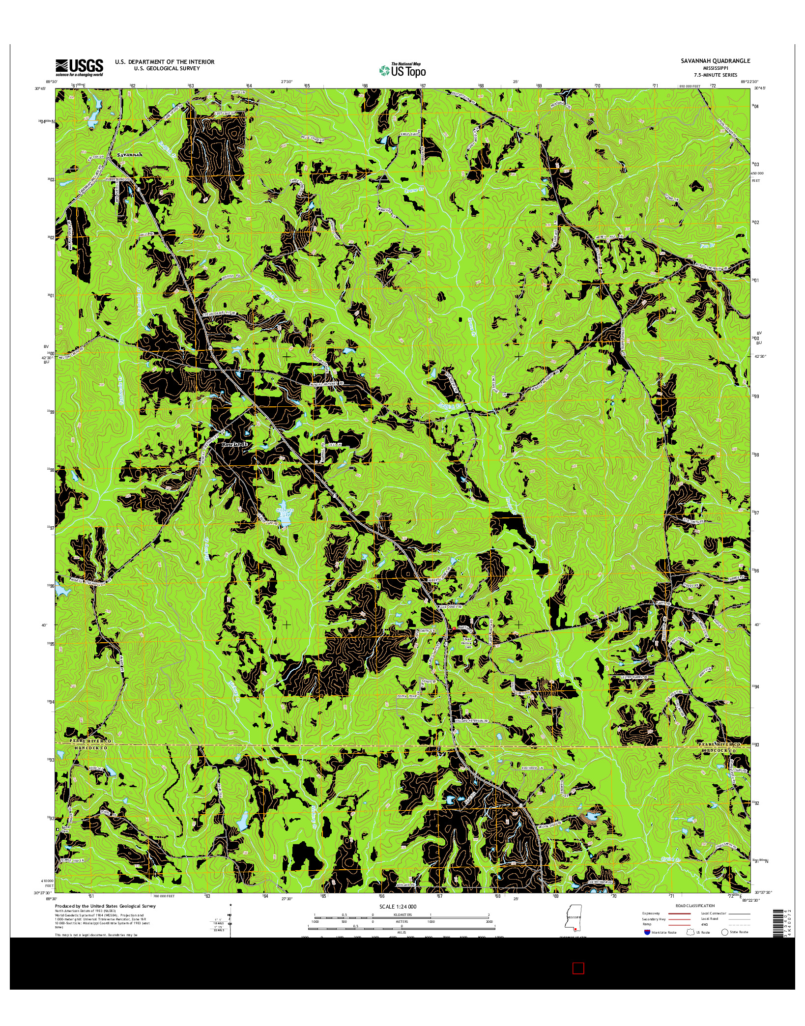 USGS US TOPO 7.5-MINUTE MAP FOR SAVANNAH, MS 2015