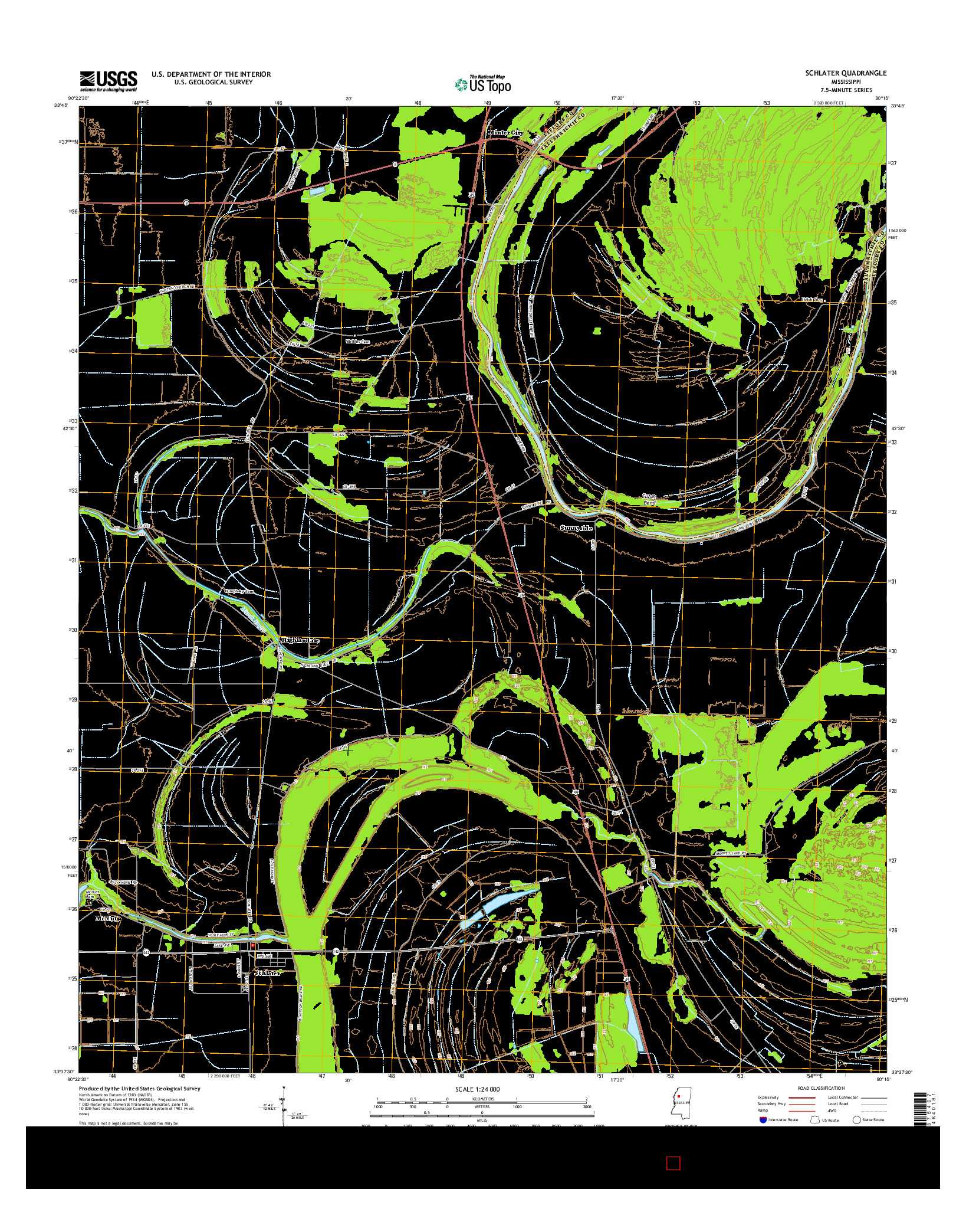 USGS US TOPO 7.5-MINUTE MAP FOR SCHLATER, MS 2015