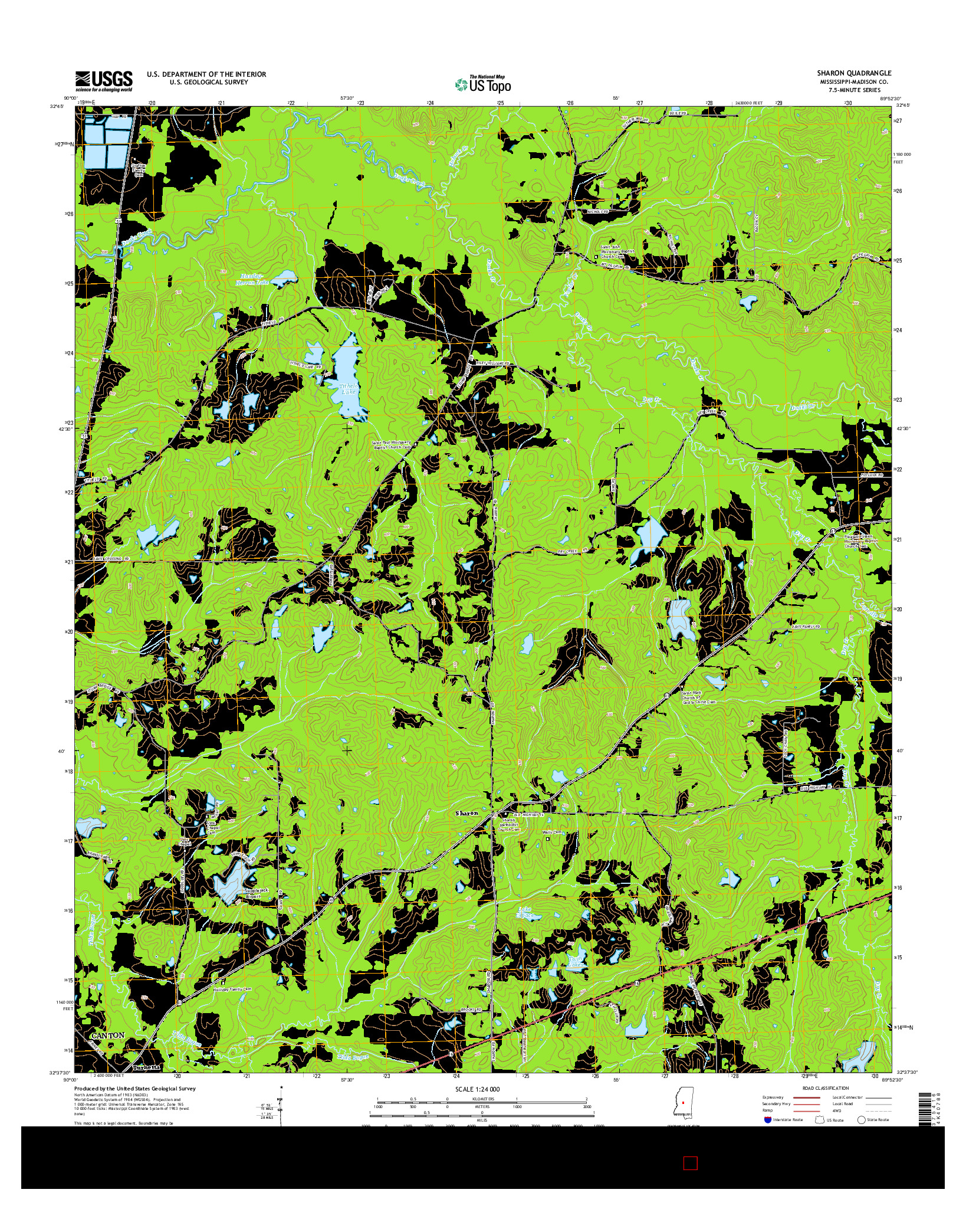 USGS US TOPO 7.5-MINUTE MAP FOR SHARON, MS 2015