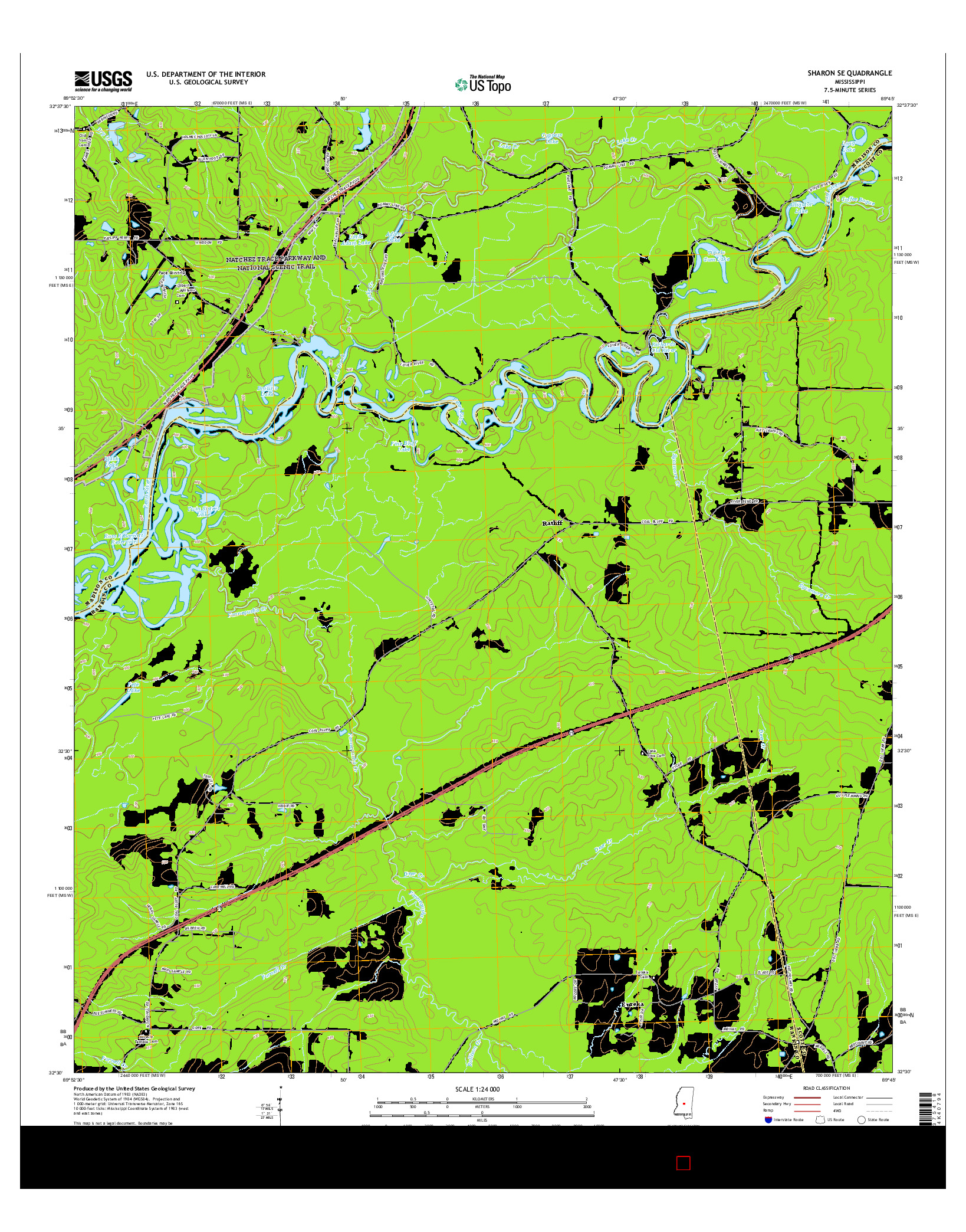 USGS US TOPO 7.5-MINUTE MAP FOR SHARON SE, MS 2015