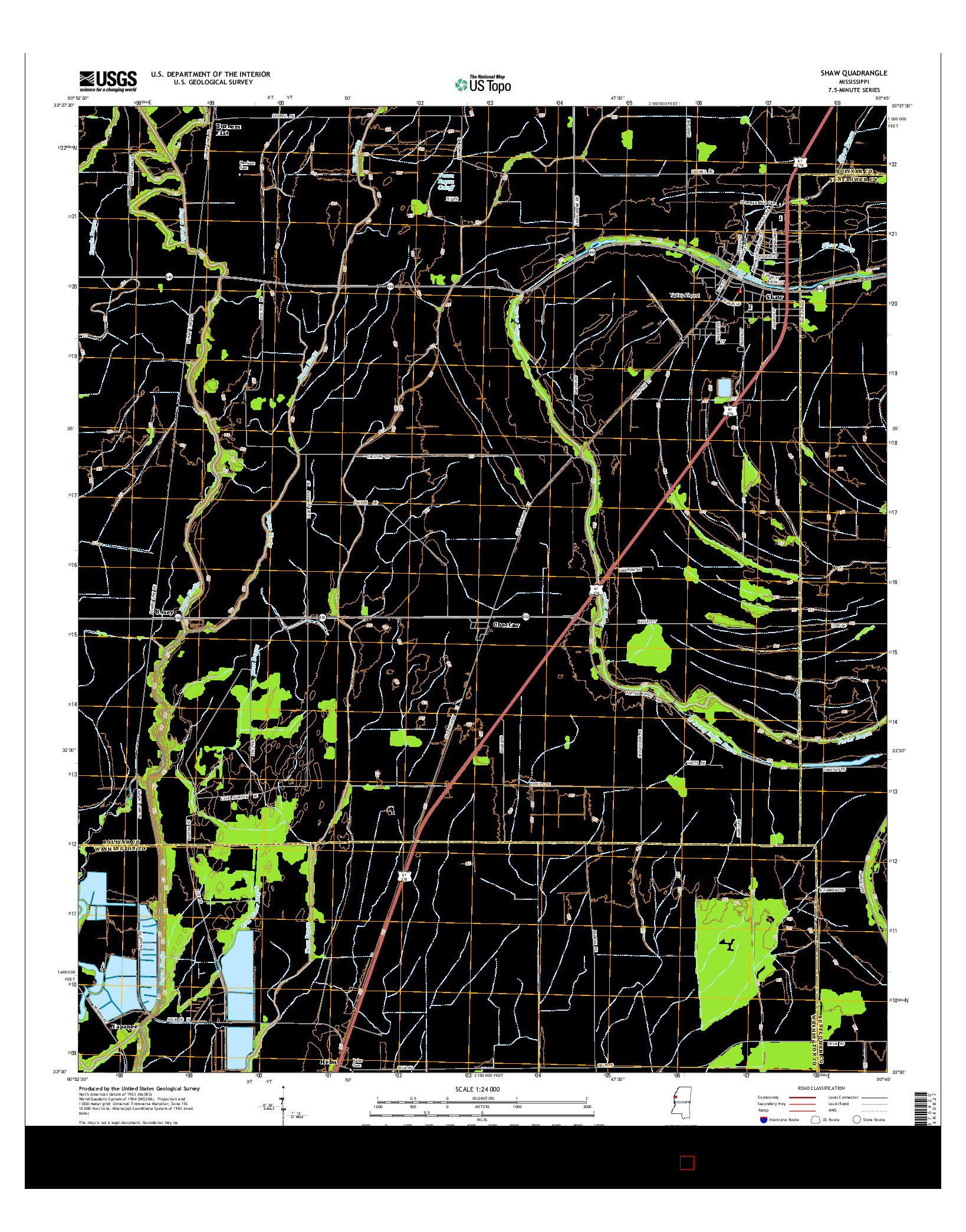 USGS US TOPO 7.5-MINUTE MAP FOR SHAW, MS 2015