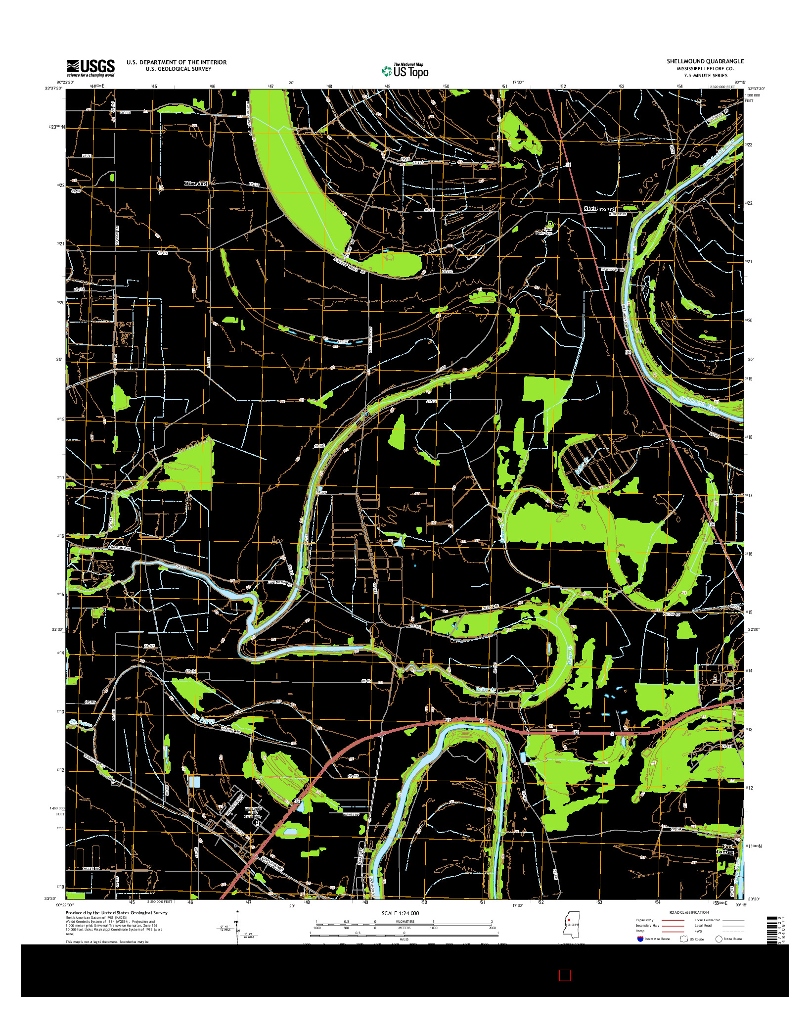 USGS US TOPO 7.5-MINUTE MAP FOR SHELLMOUND, MS 2015