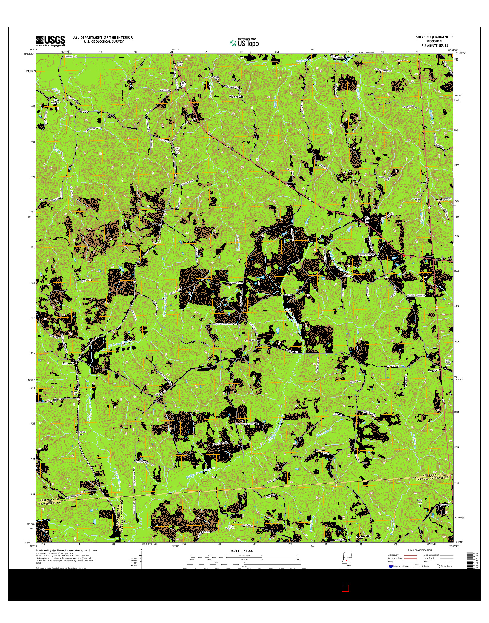 USGS US TOPO 7.5-MINUTE MAP FOR SHIVERS, MS 2015