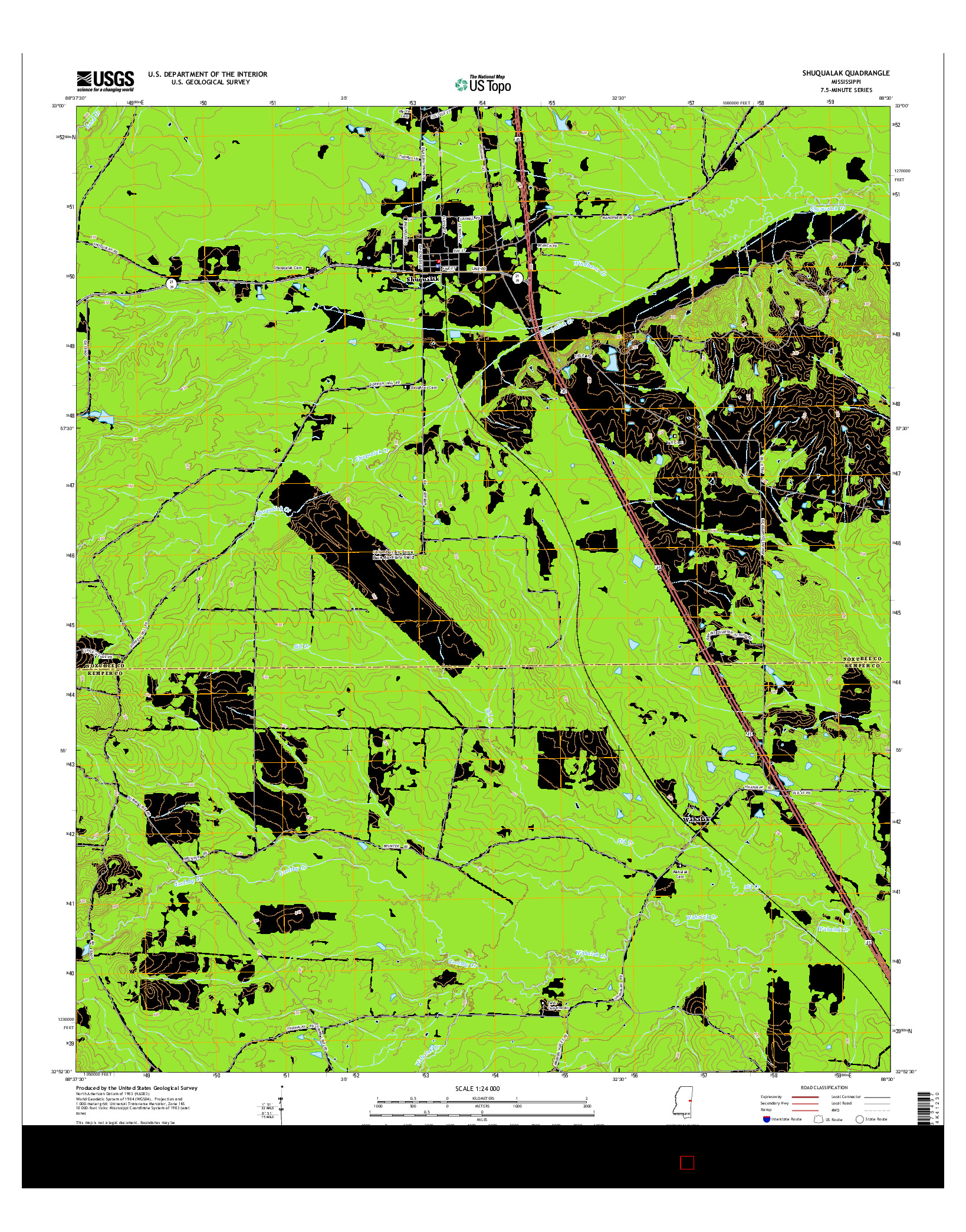 USGS US TOPO 7.5-MINUTE MAP FOR SHUQUALAK, MS 2015