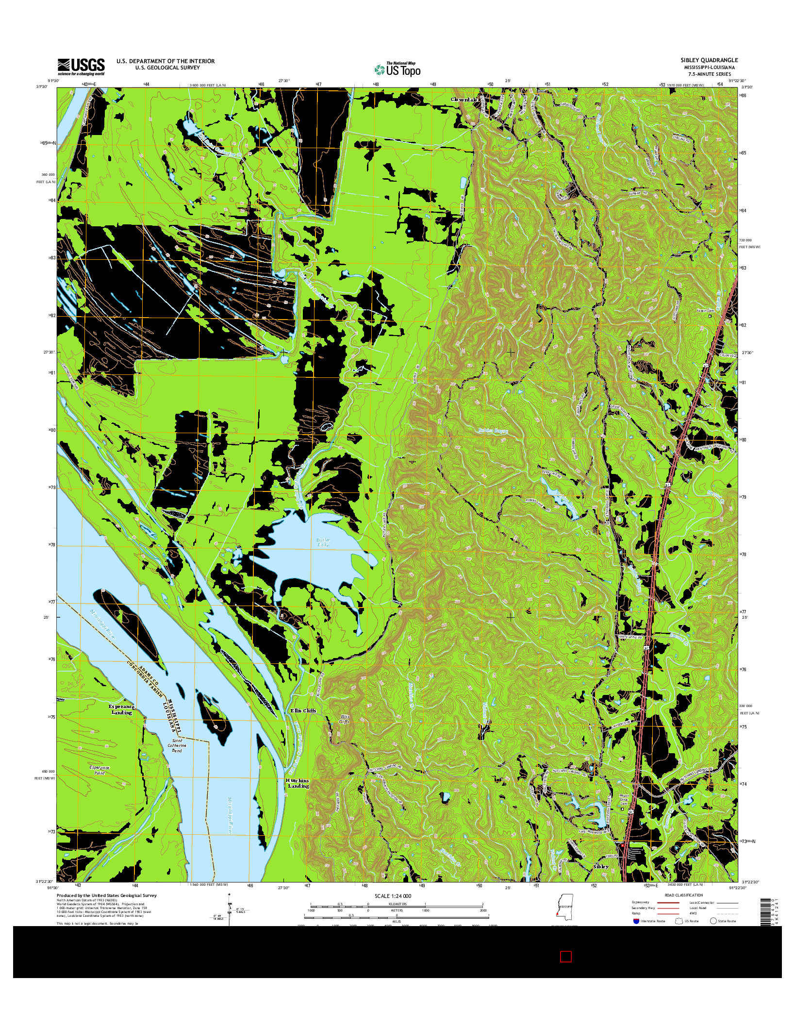 USGS US TOPO 7.5-MINUTE MAP FOR SIBLEY, MS-LA 2015