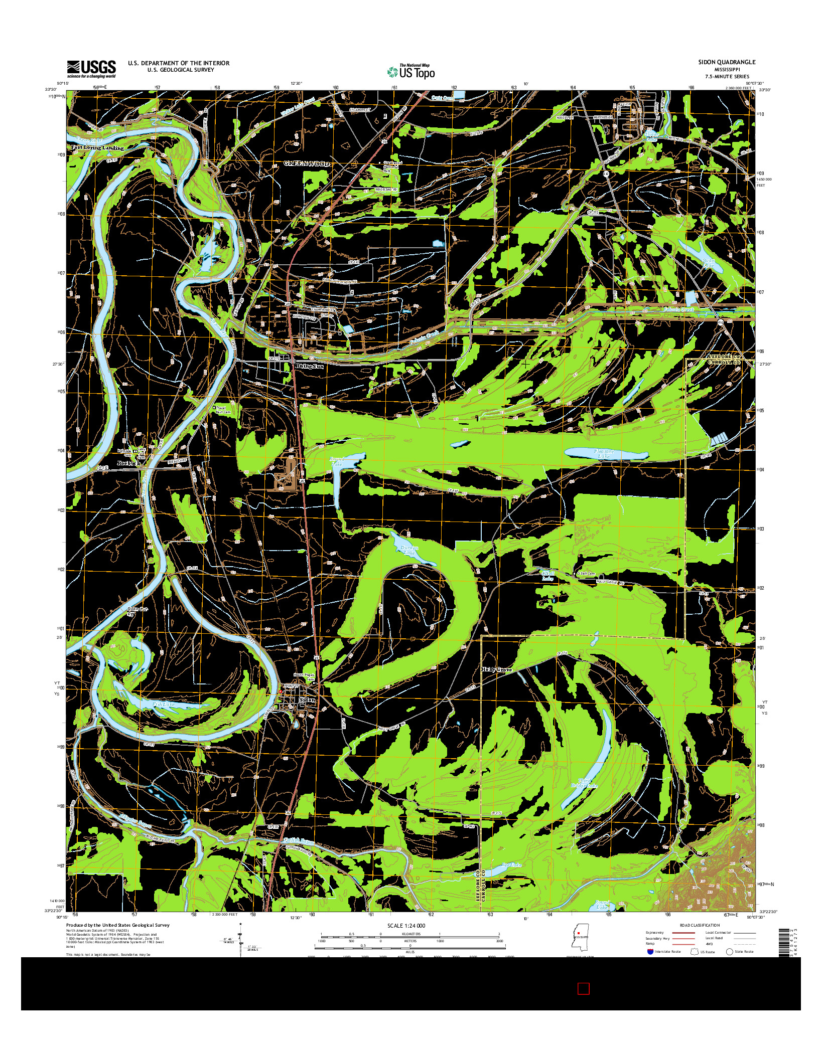 USGS US TOPO 7.5-MINUTE MAP FOR SIDON, MS 2015