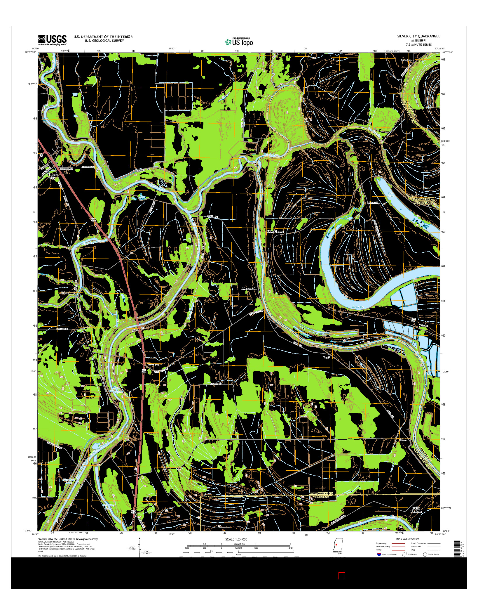 USGS US TOPO 7.5-MINUTE MAP FOR SILVER CITY, MS 2015