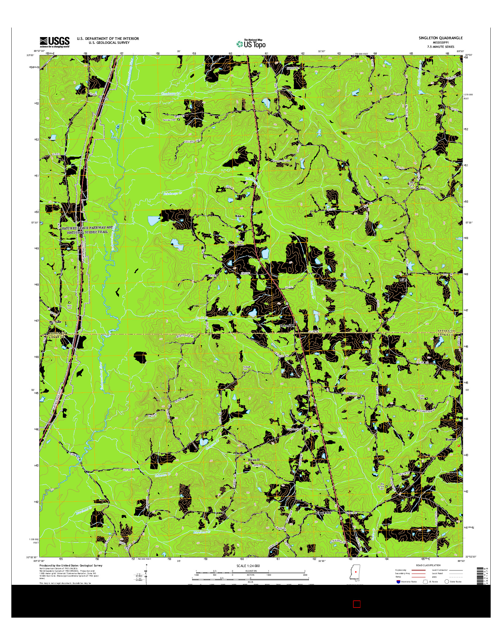 USGS US TOPO 7.5-MINUTE MAP FOR SINGLETON, MS 2015