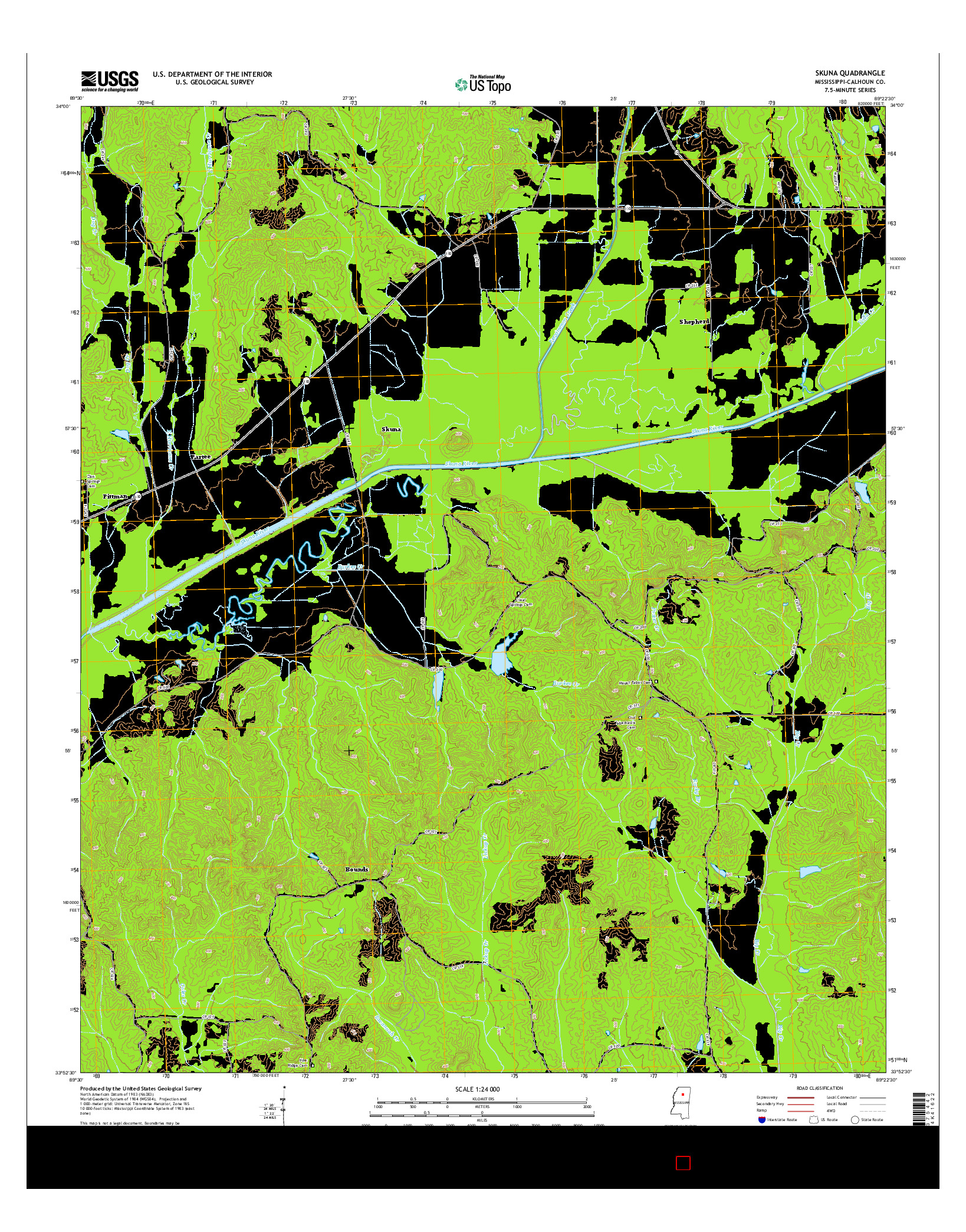 USGS US TOPO 7.5-MINUTE MAP FOR SKUNA, MS 2015