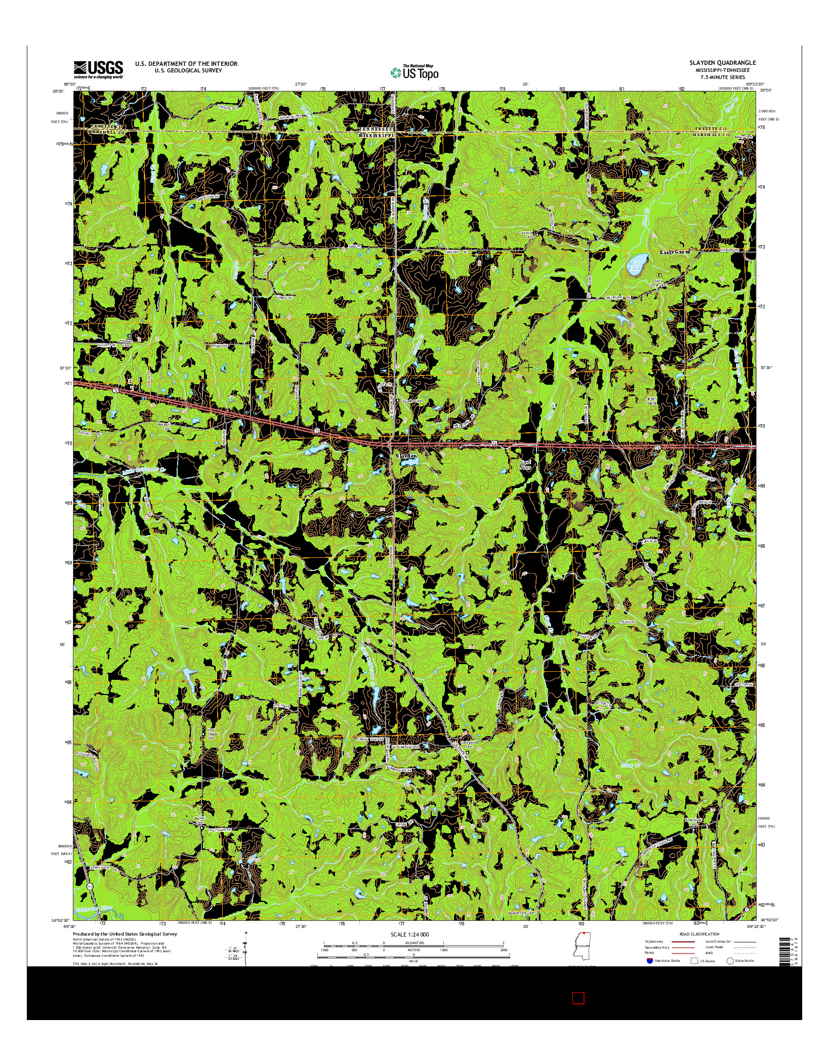 USGS US TOPO 7.5-MINUTE MAP FOR SLAYDEN, MS-TN 2015