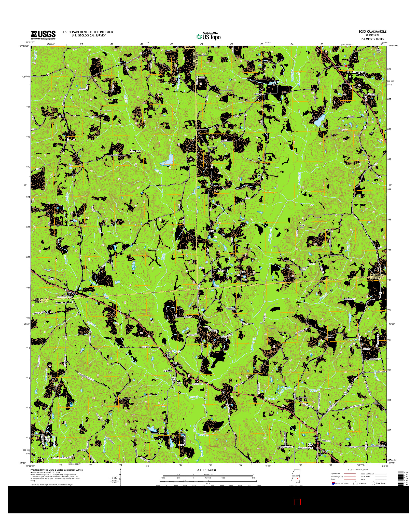 USGS US TOPO 7.5-MINUTE MAP FOR SOSO, MS 2015