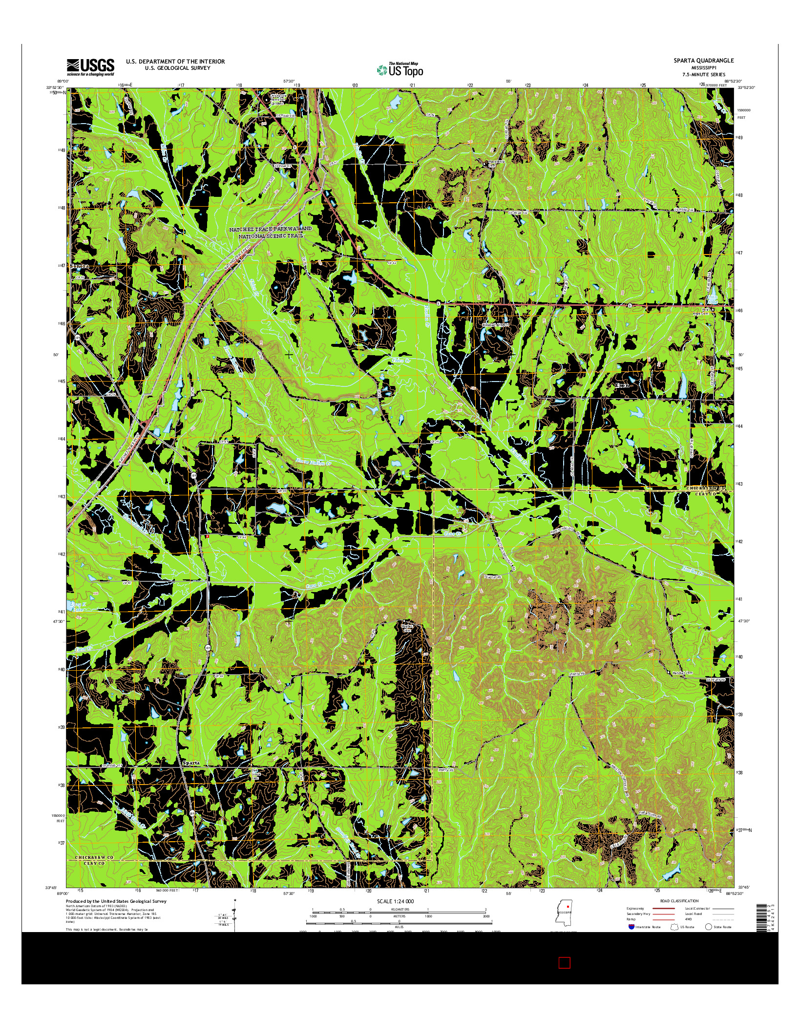 USGS US TOPO 7.5-MINUTE MAP FOR SPARTA, MS 2015