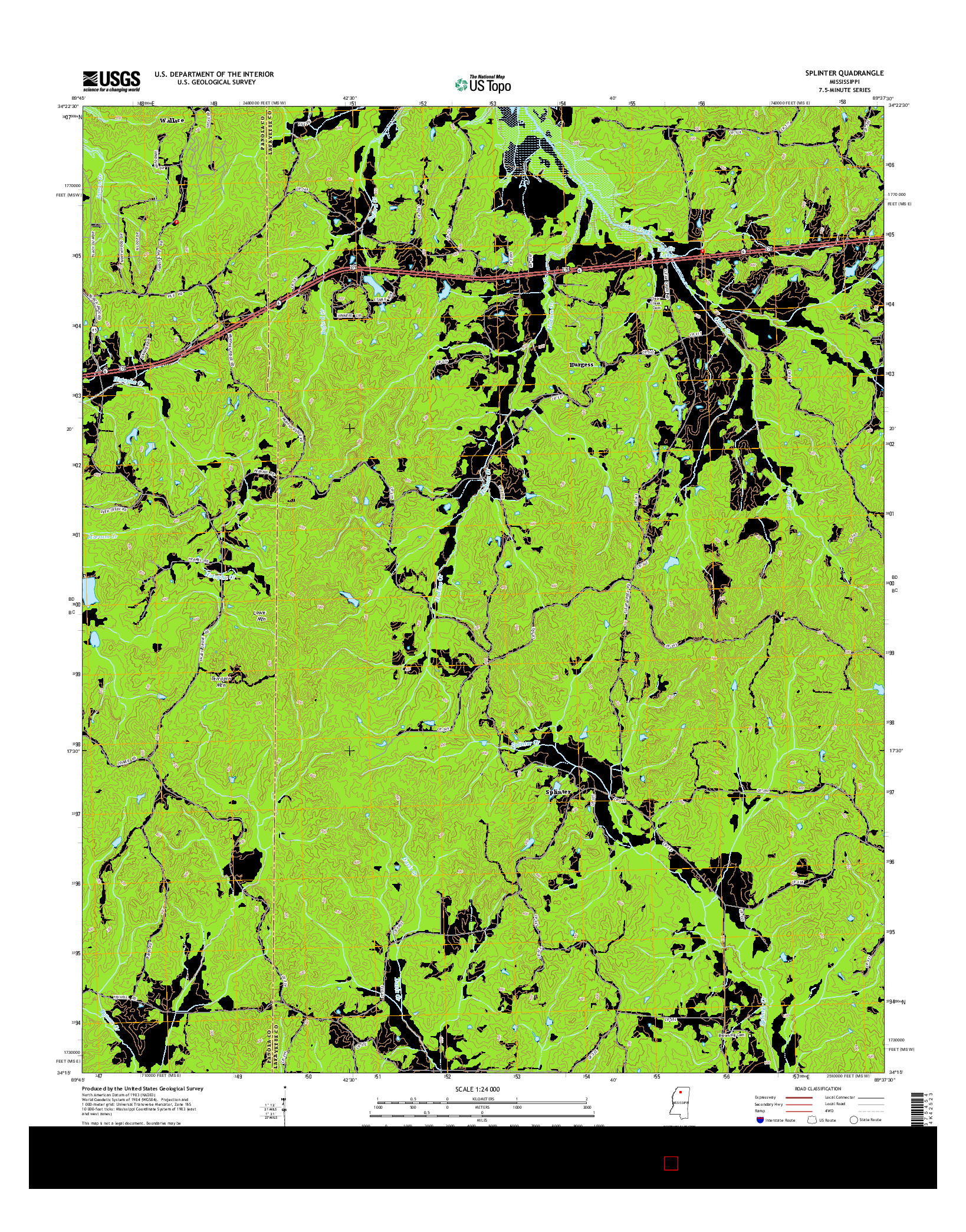 USGS US TOPO 7.5-MINUTE MAP FOR SPLINTER, MS 2015