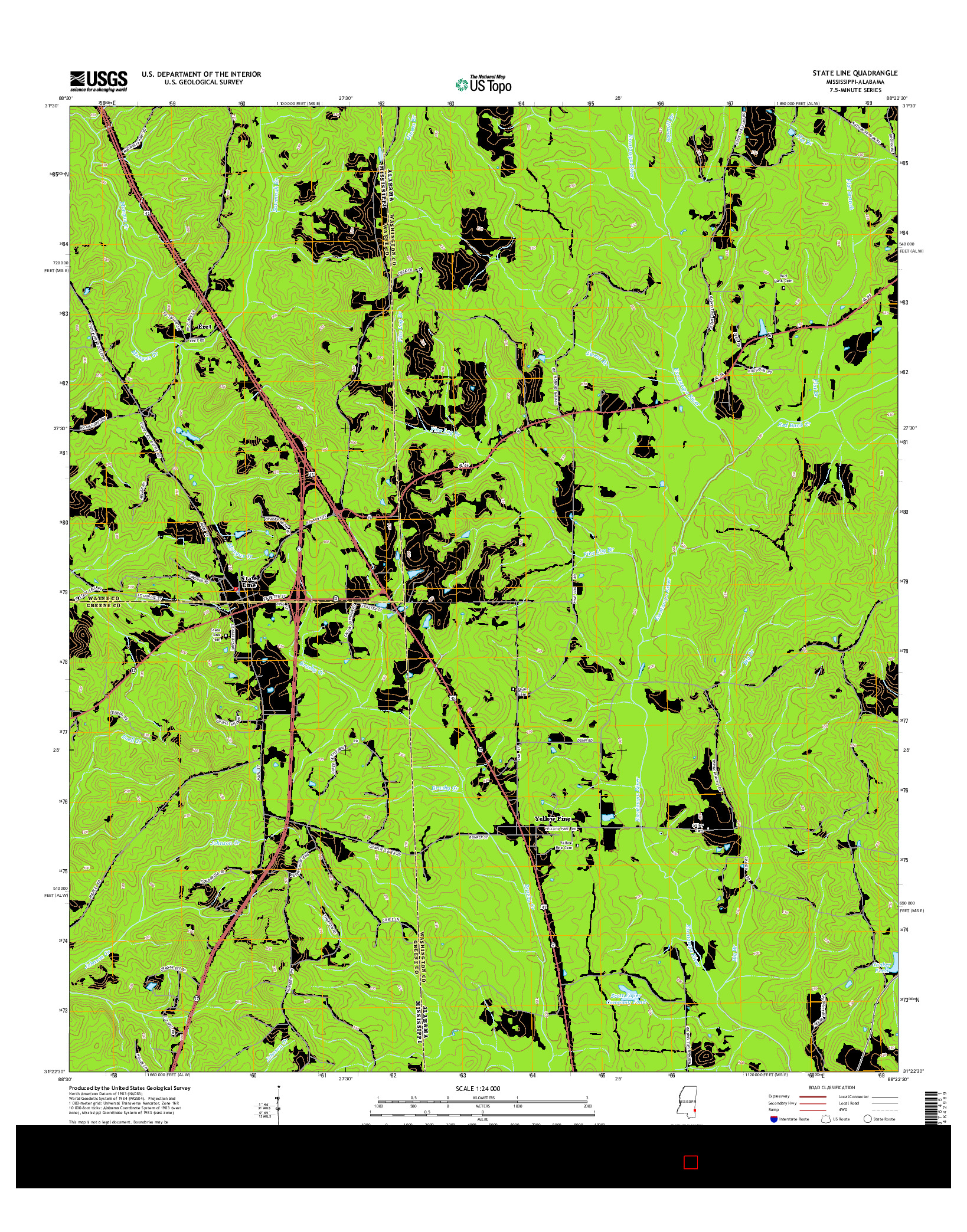 USGS US TOPO 7.5-MINUTE MAP FOR STATE LINE, MS-AL 2015