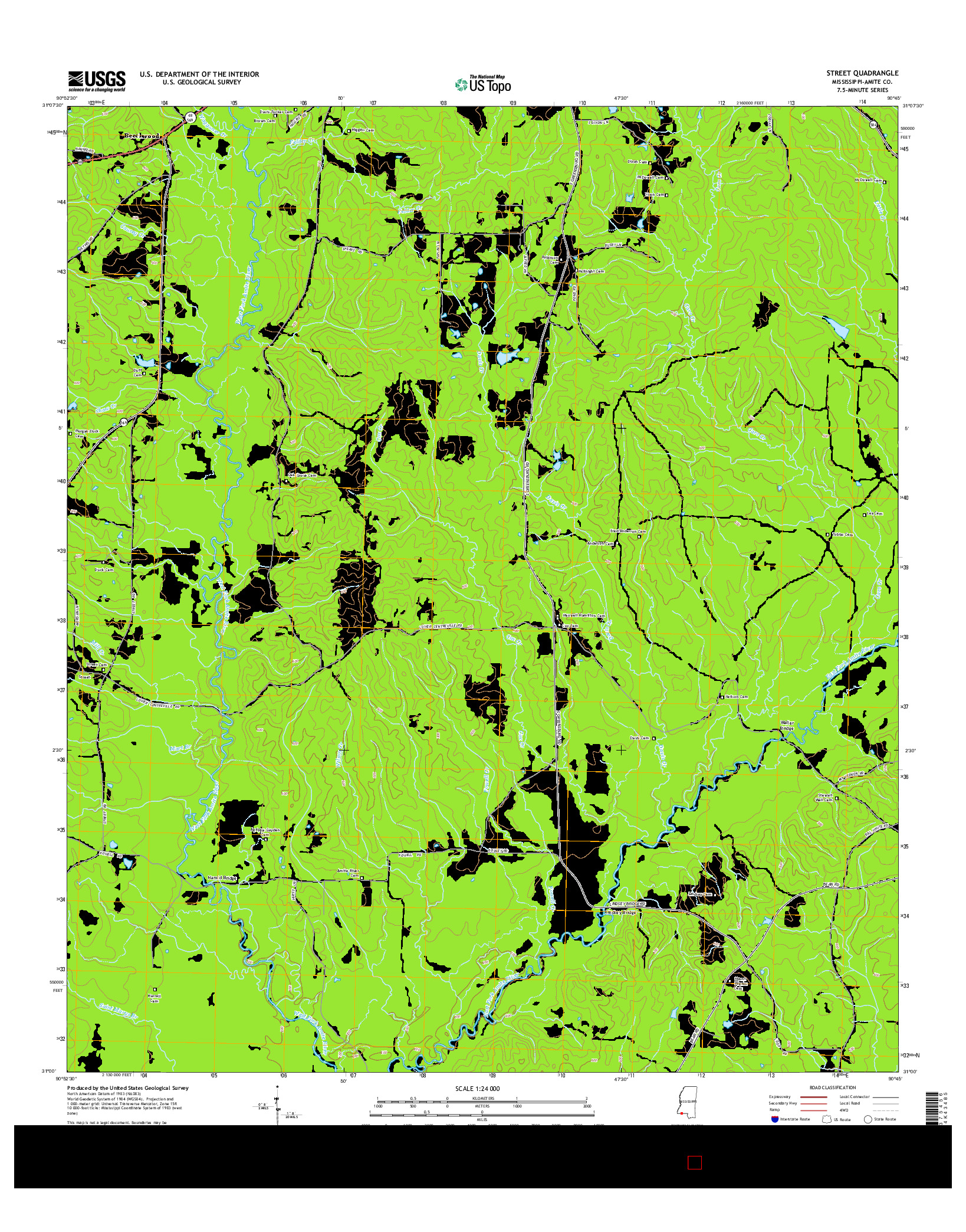 USGS US TOPO 7.5-MINUTE MAP FOR STREET, MS 2015