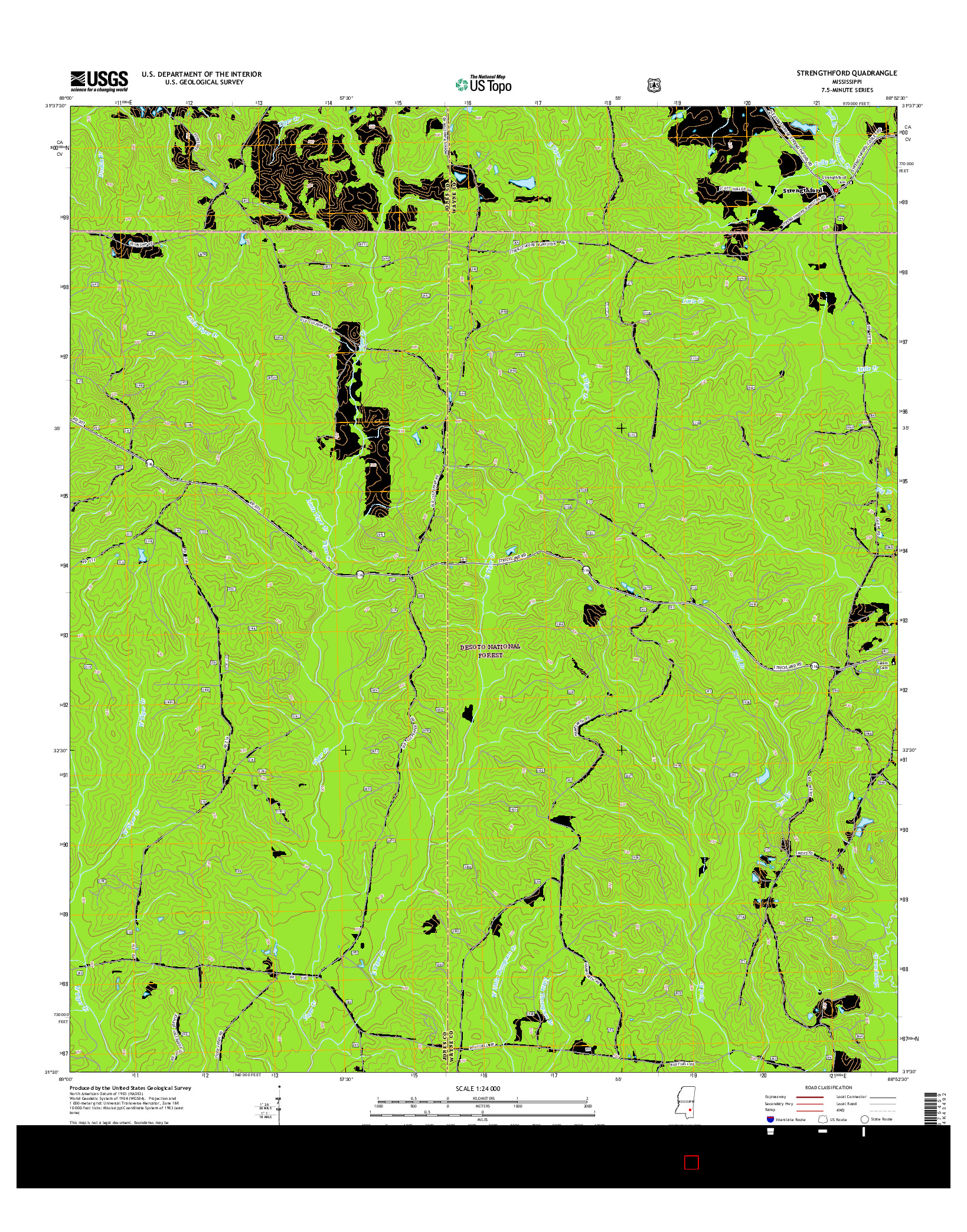 USGS US TOPO 7.5-MINUTE MAP FOR STRENGTHFORD, MS 2015