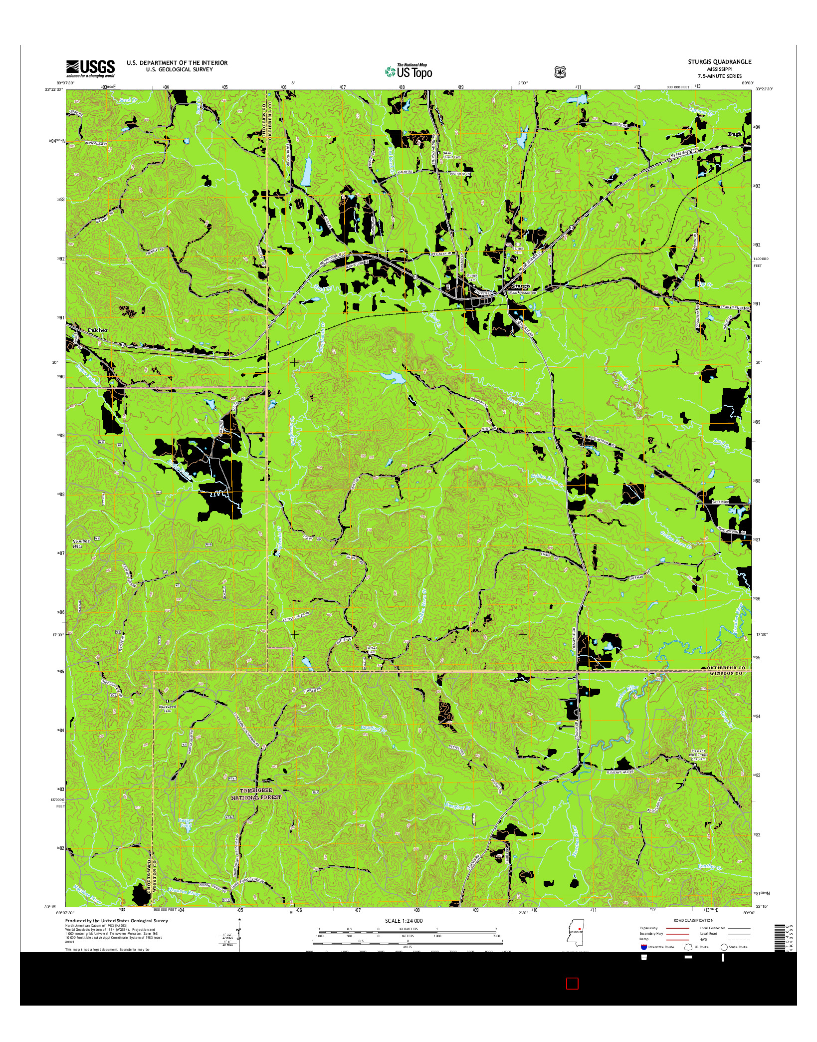 USGS US TOPO 7.5-MINUTE MAP FOR STURGIS, MS 2015