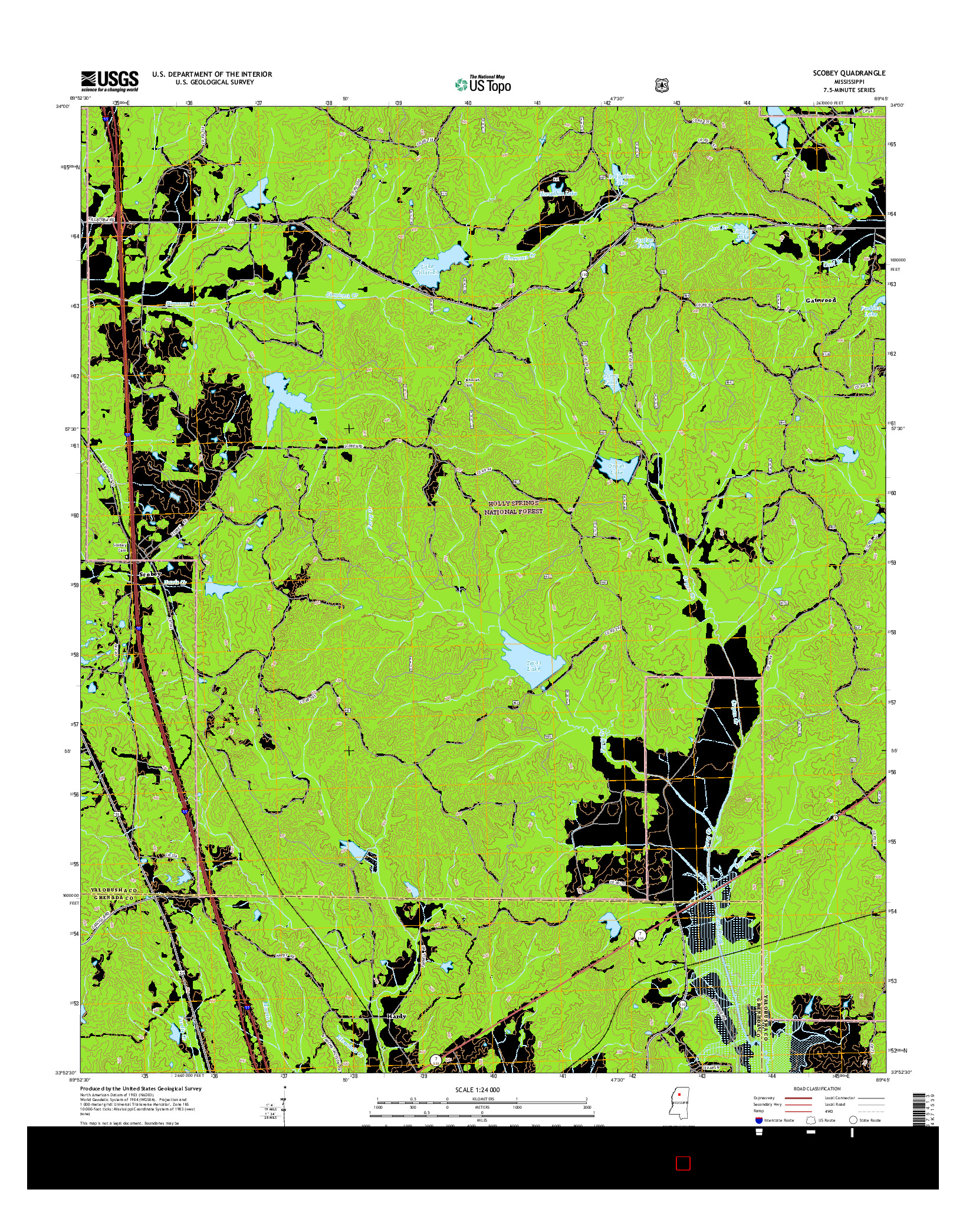 USGS US TOPO 7.5-MINUTE MAP FOR SCOBEY, MS 2015