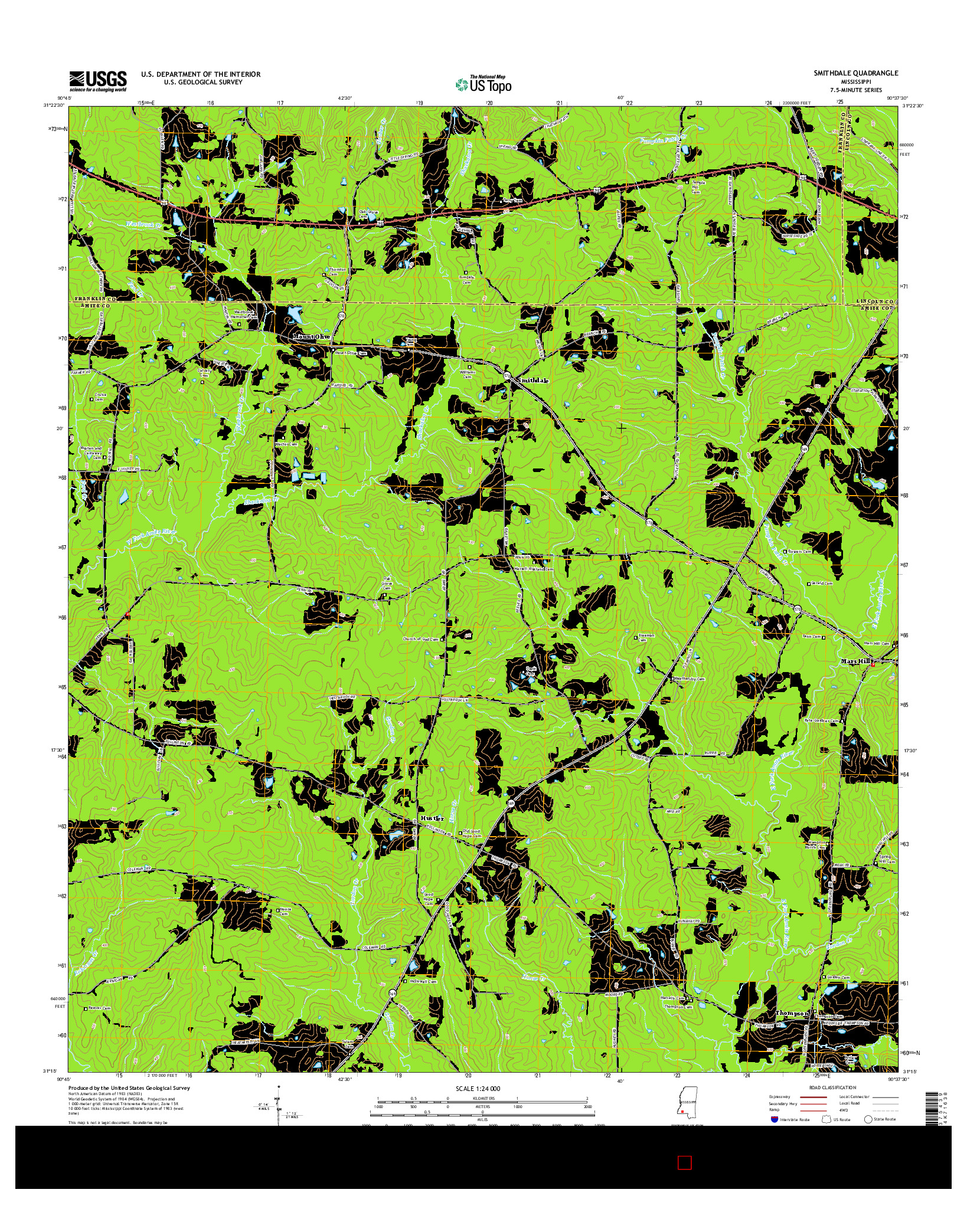 USGS US TOPO 7.5-MINUTE MAP FOR SMITHDALE, MS 2015