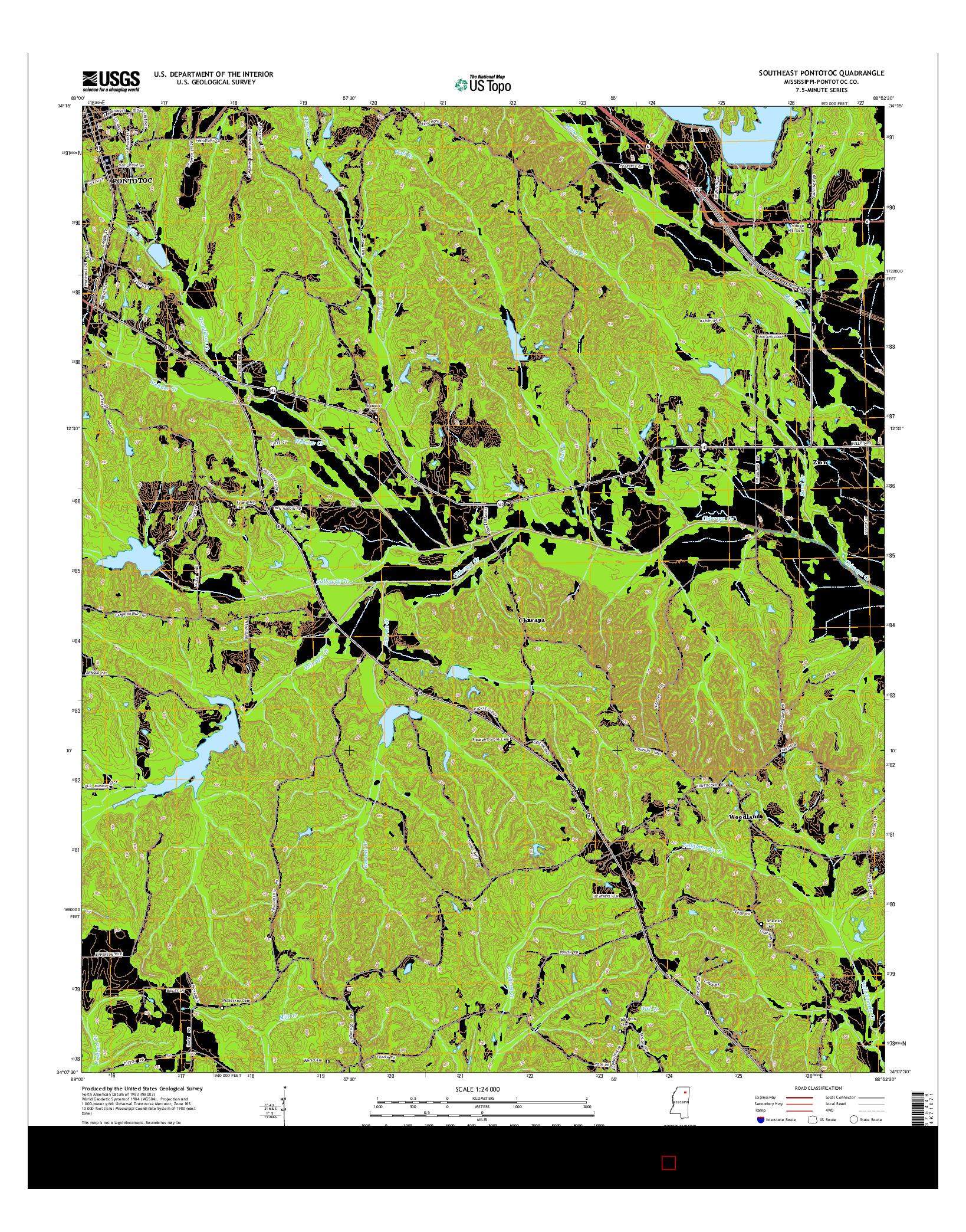 USGS US TOPO 7.5-MINUTE MAP FOR SOUTHEAST PONTOTOC, MS 2015