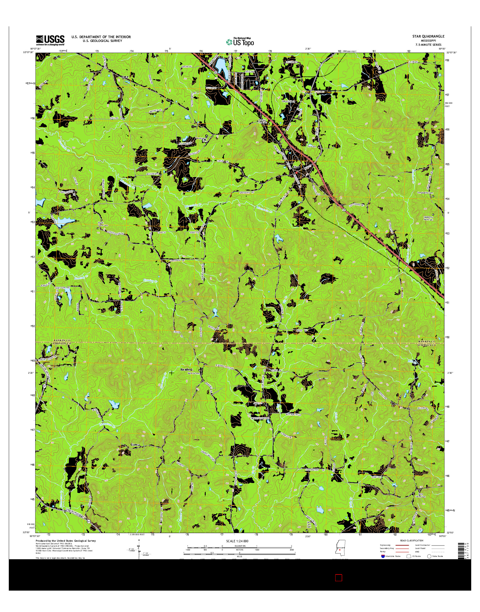 USGS US TOPO 7.5-MINUTE MAP FOR STAR, MS 2015