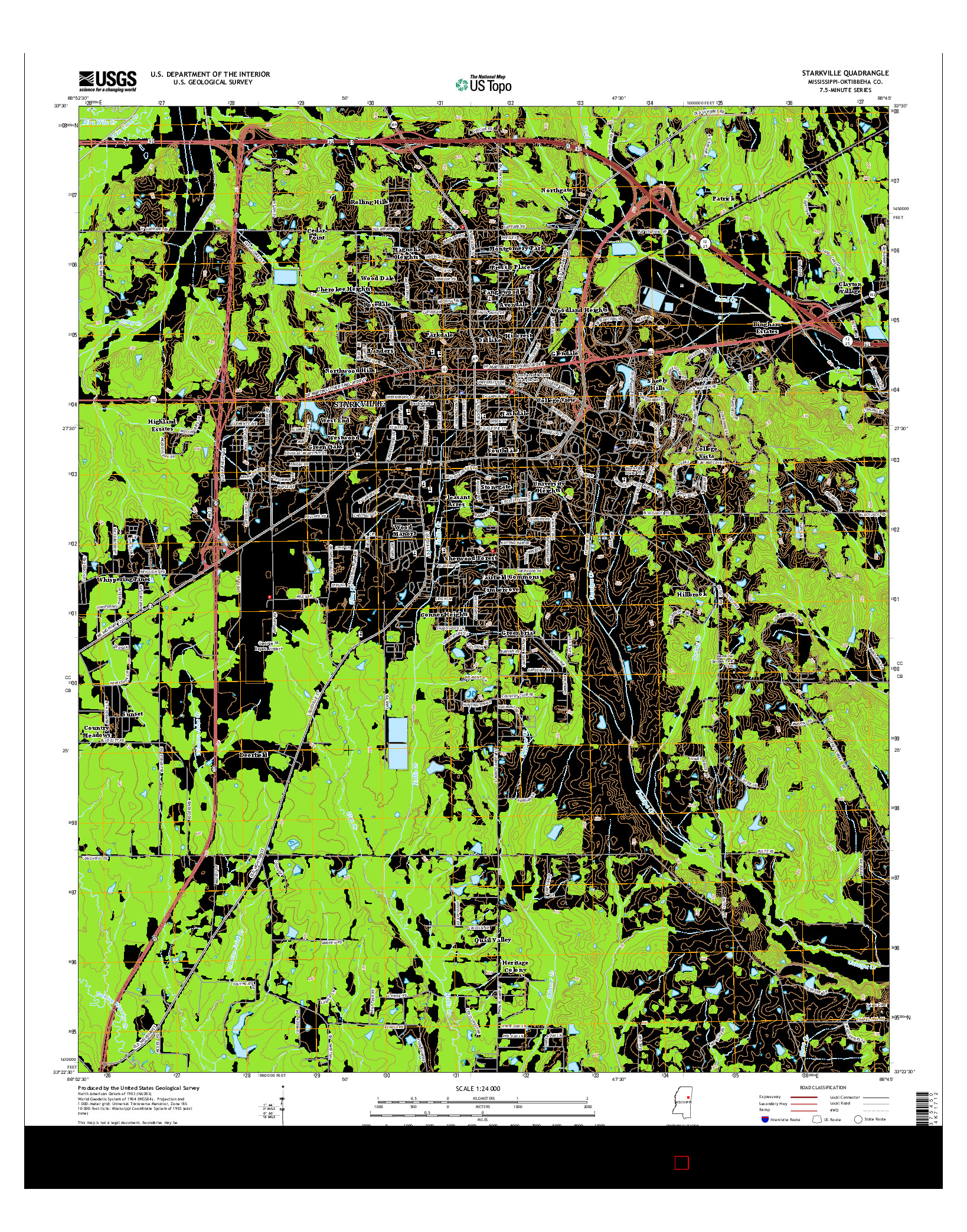 USGS US TOPO 7.5-MINUTE MAP FOR STARKVILLE, MS 2015