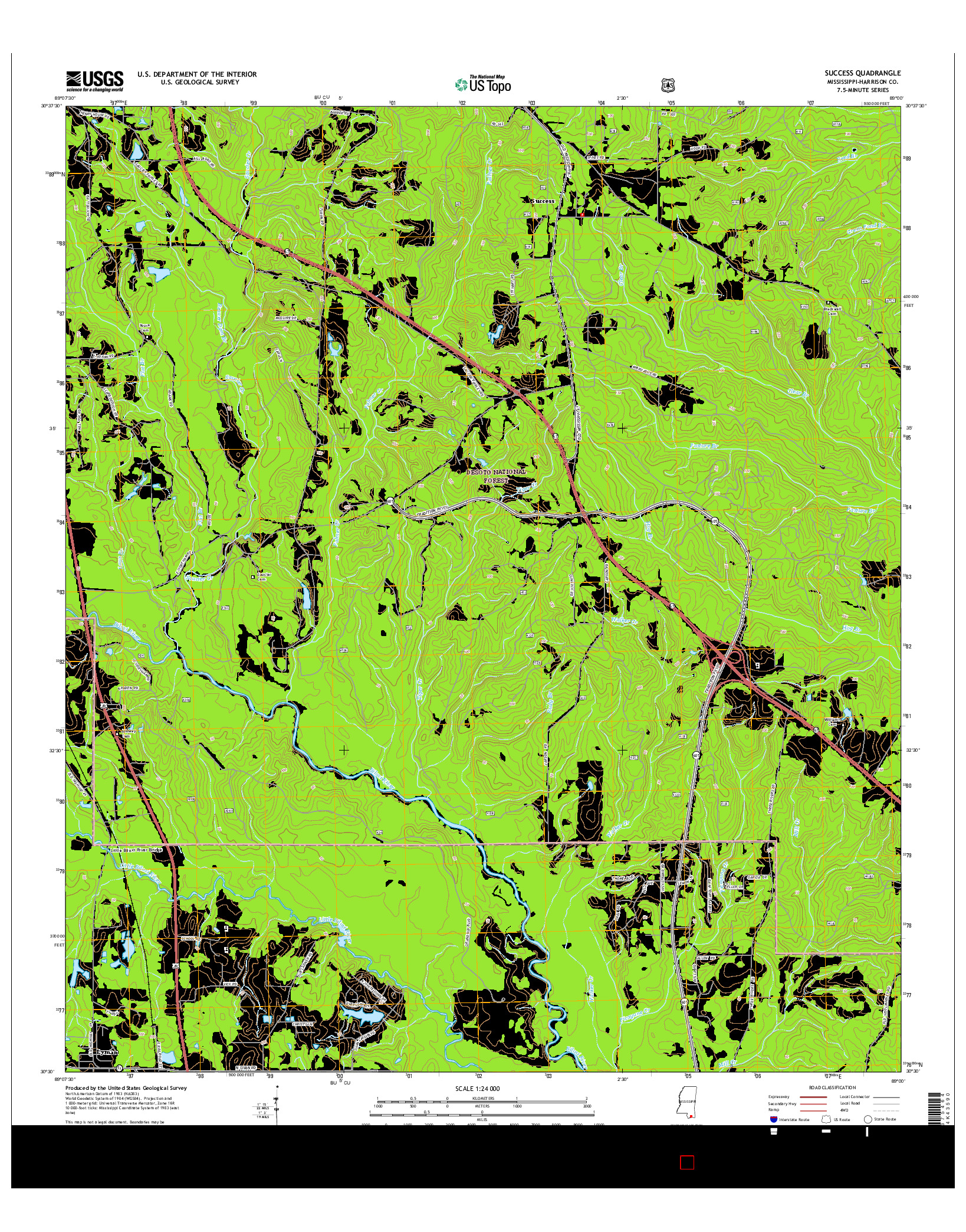 USGS US TOPO 7.5-MINUTE MAP FOR SUCCESS, MS 2015