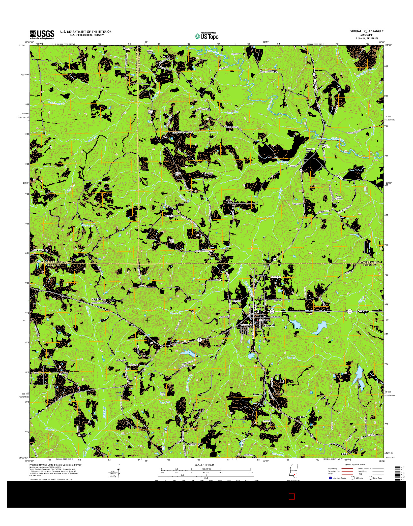 USGS US TOPO 7.5-MINUTE MAP FOR SUMRALL, MS 2015