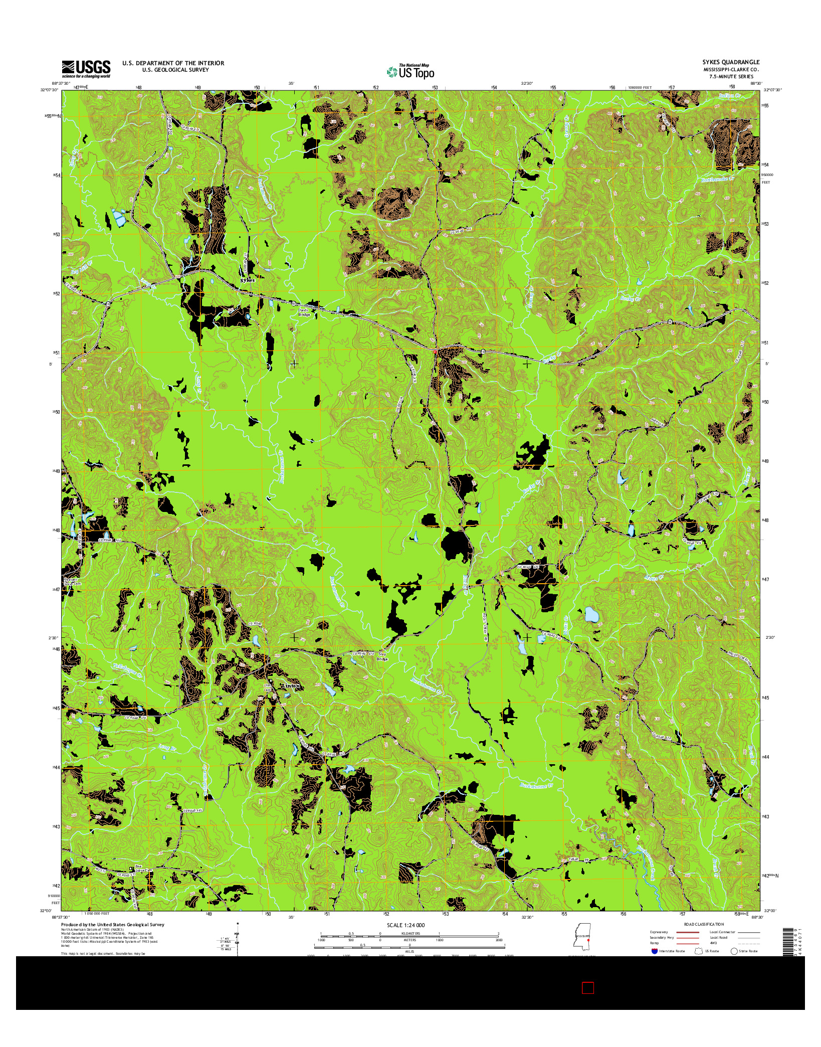 USGS US TOPO 7.5-MINUTE MAP FOR SYKES, MS 2015