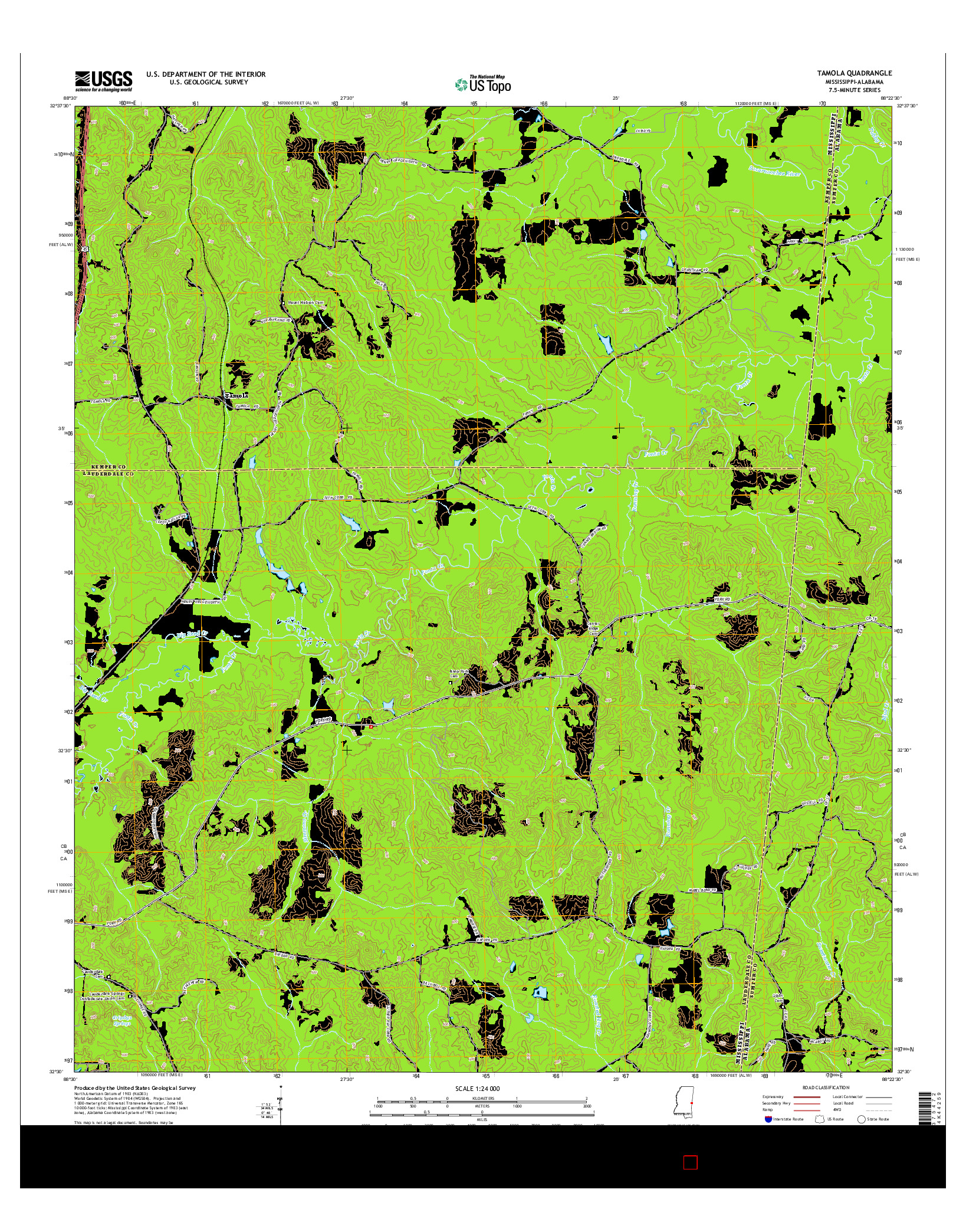 USGS US TOPO 7.5-MINUTE MAP FOR TAMOLA, MS-AL 2015