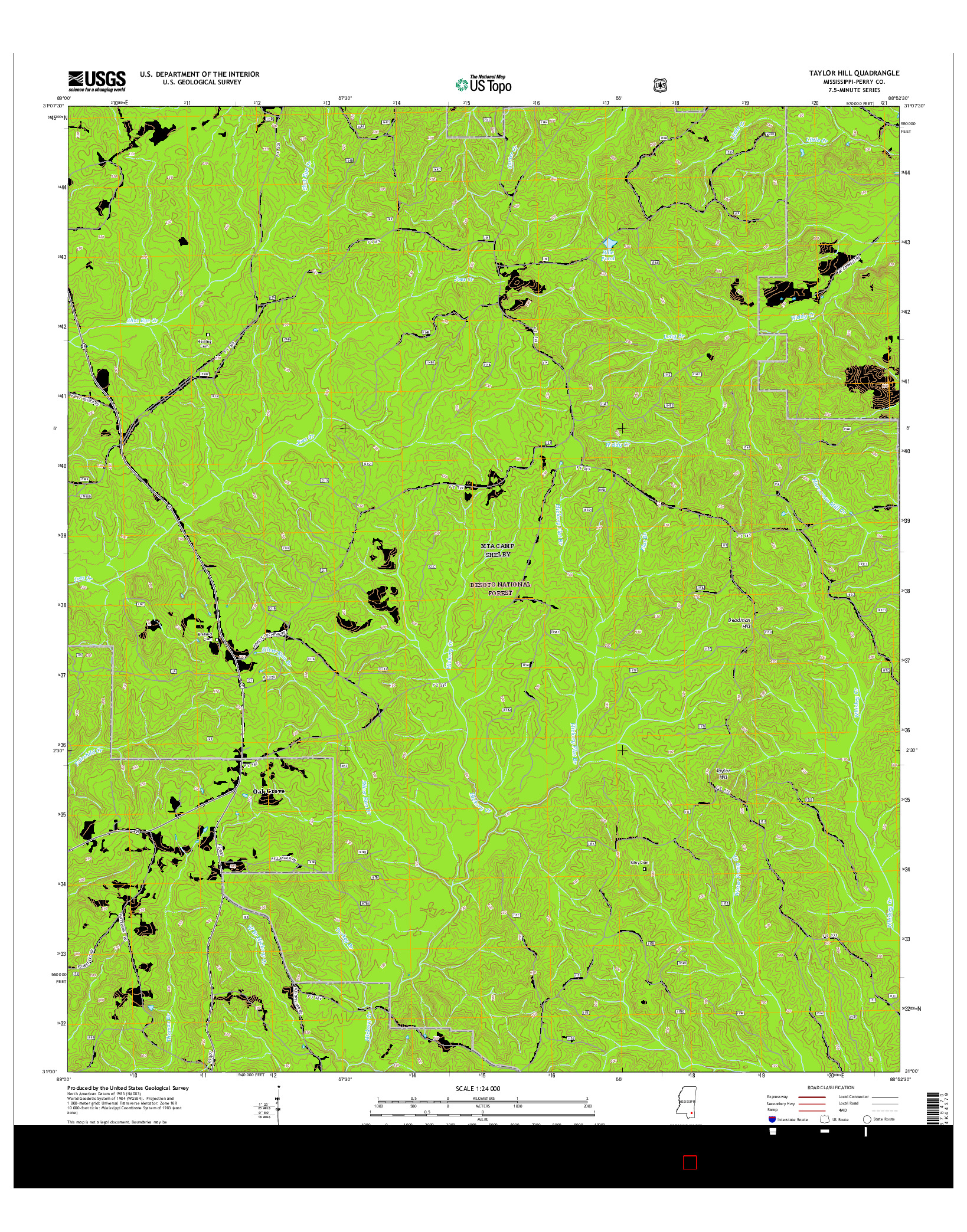 USGS US TOPO 7.5-MINUTE MAP FOR TAYLOR HILL, MS 2015