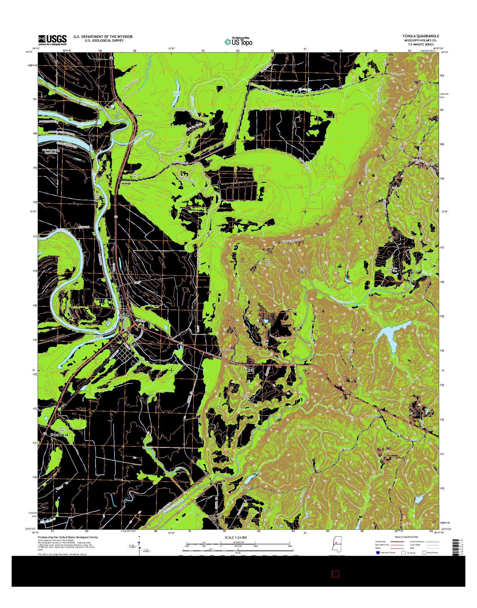 USGS US TOPO 7.5-MINUTE MAP FOR TCHULA, MS 2015