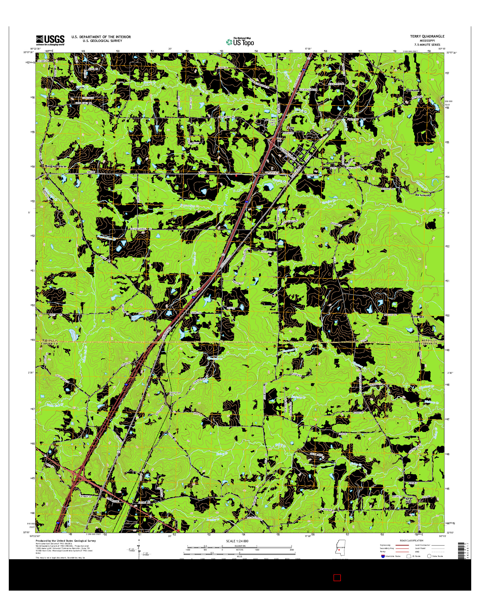 USGS US TOPO 7.5-MINUTE MAP FOR TERRY, MS 2015