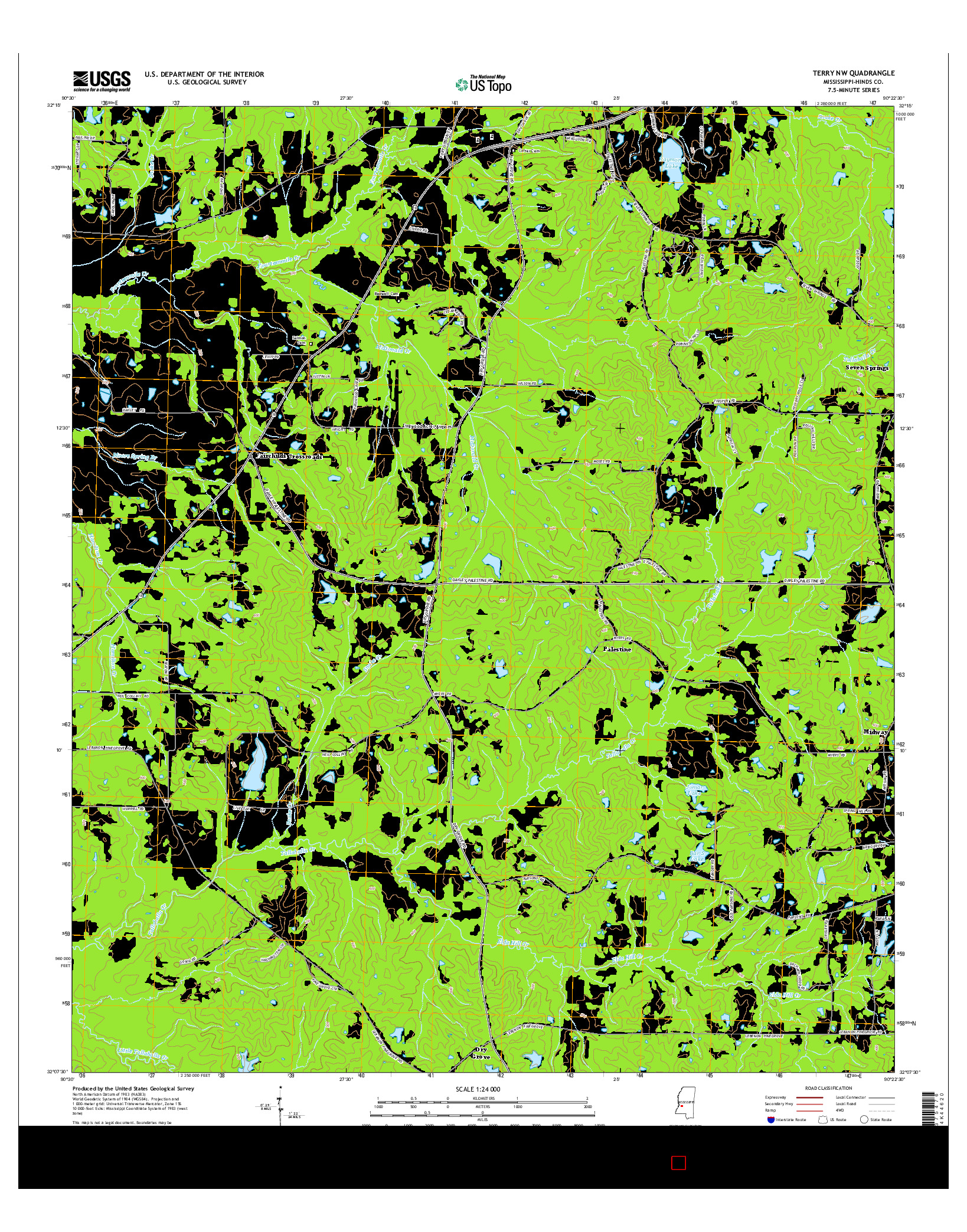 USGS US TOPO 7.5-MINUTE MAP FOR TERRY NW, MS 2015