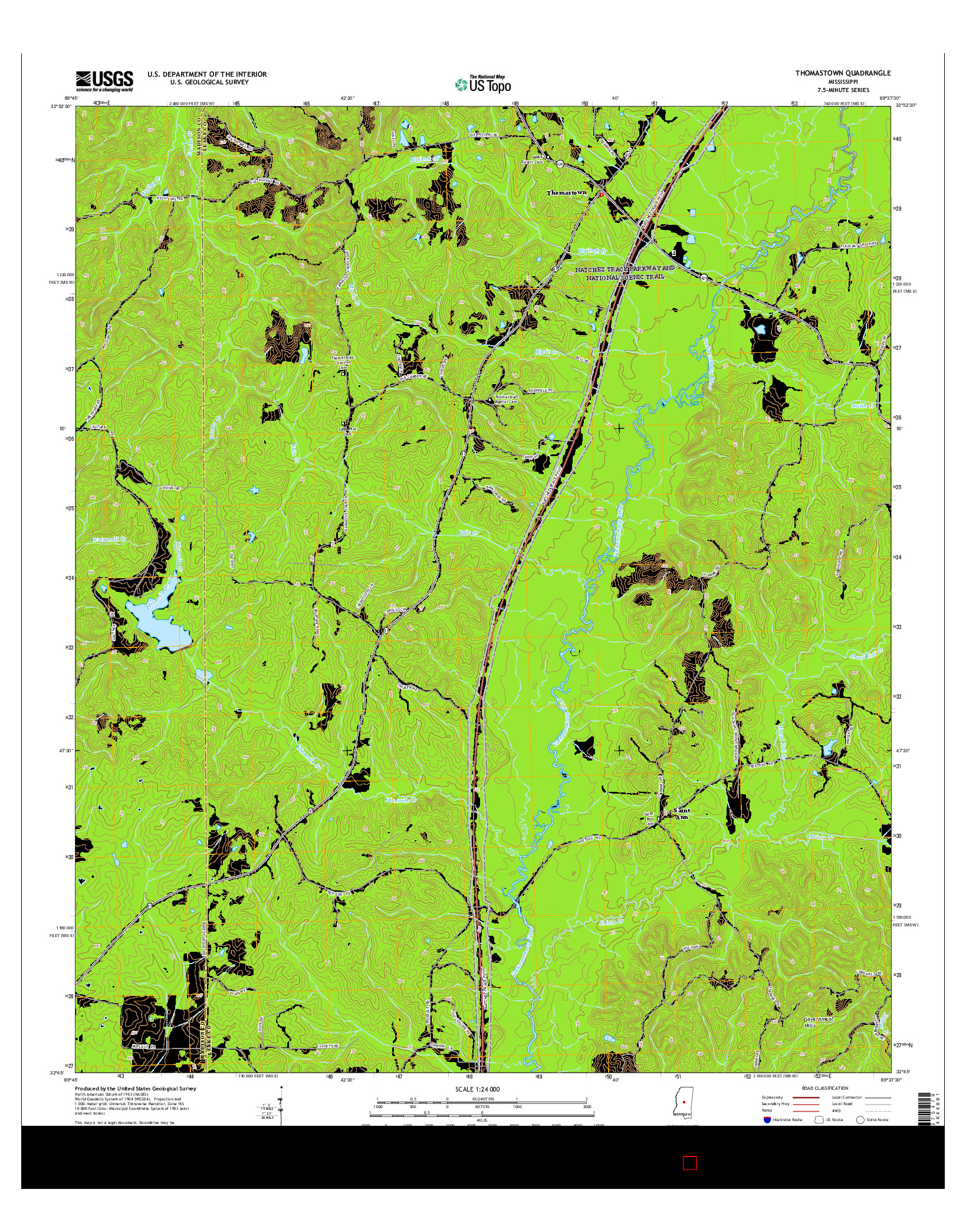 USGS US TOPO 7.5-MINUTE MAP FOR THOMASTOWN, MS 2015
