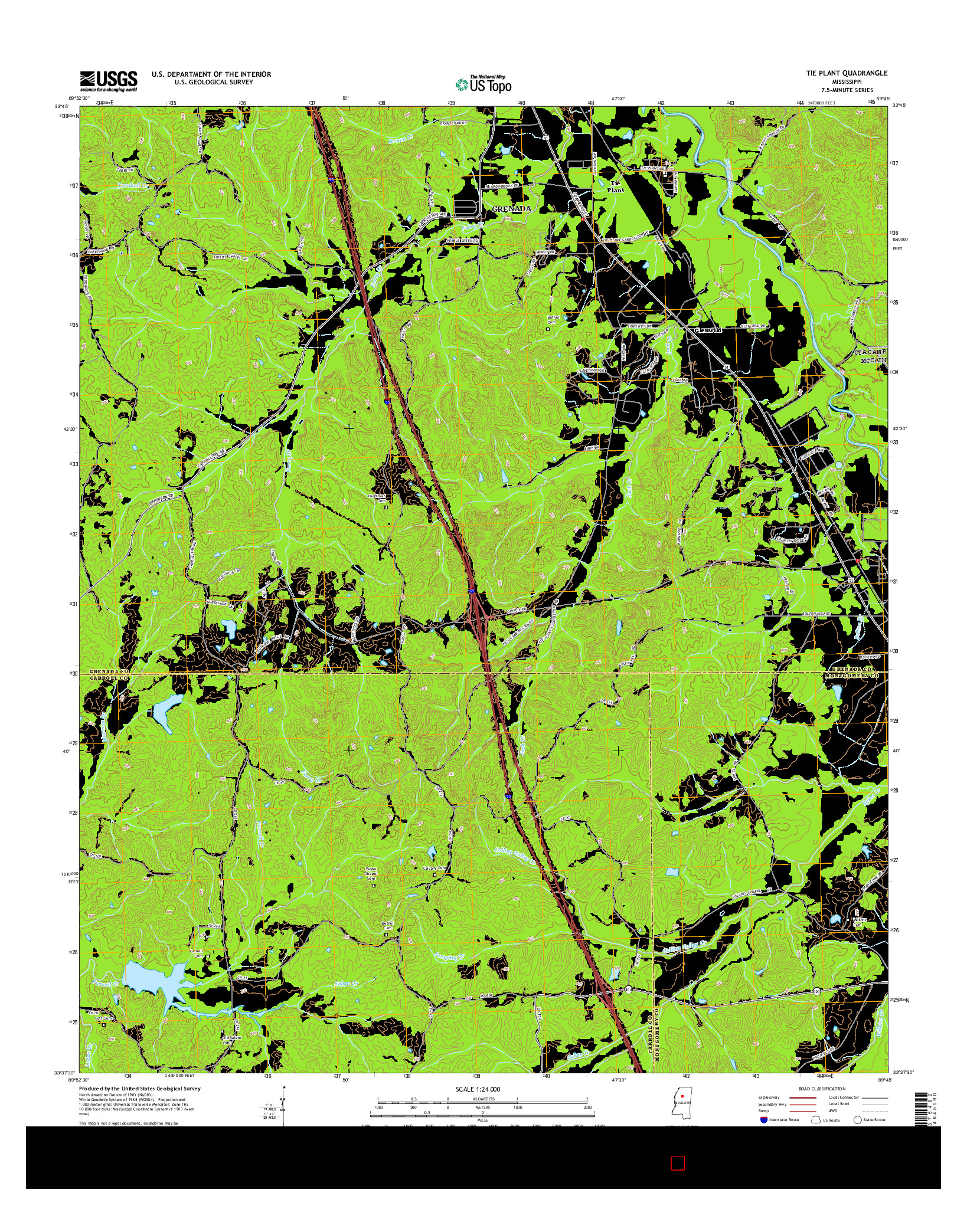 USGS US TOPO 7.5-MINUTE MAP FOR TIE PLANT, MS 2015