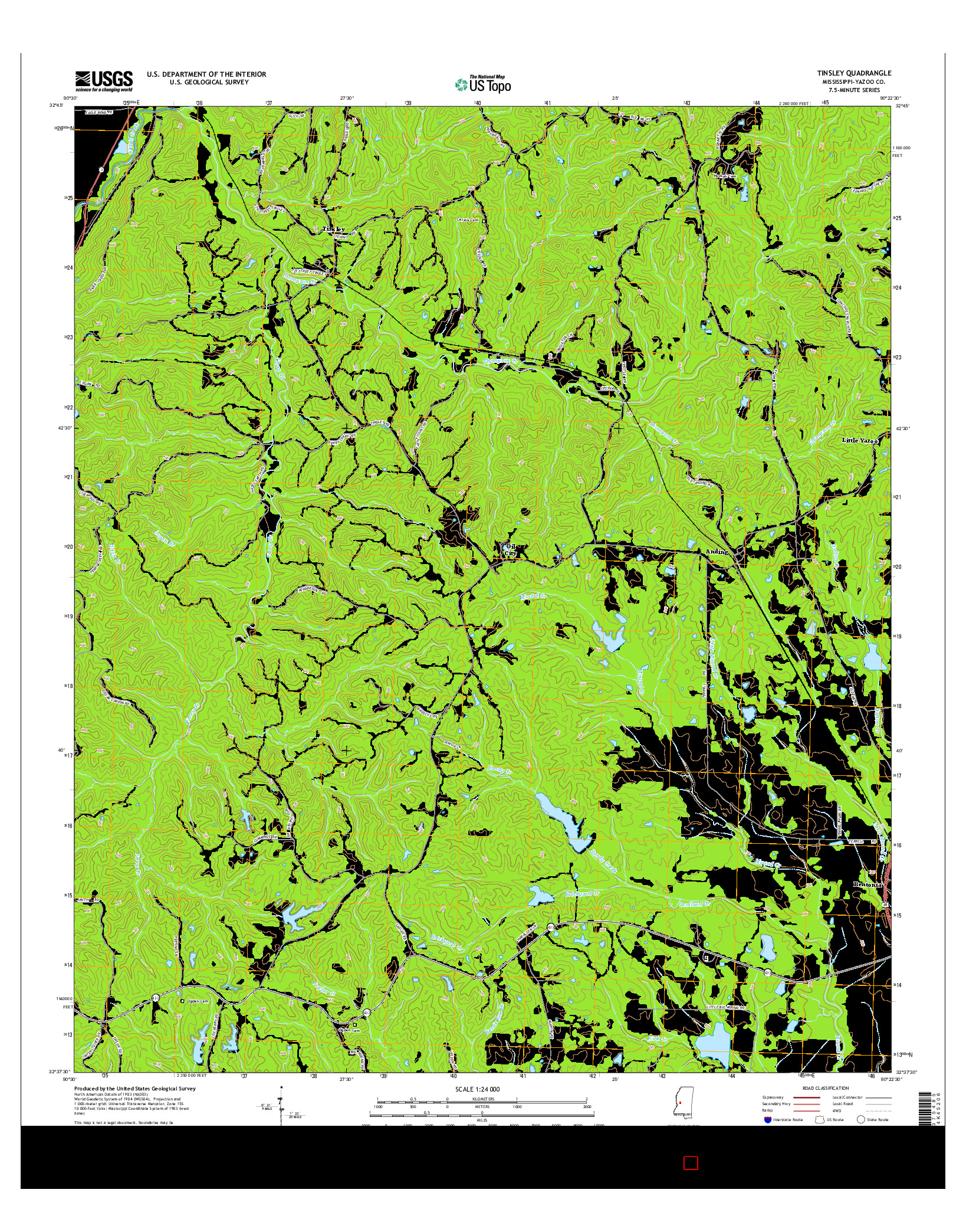 USGS US TOPO 7.5-MINUTE MAP FOR TINSLEY, MS 2015