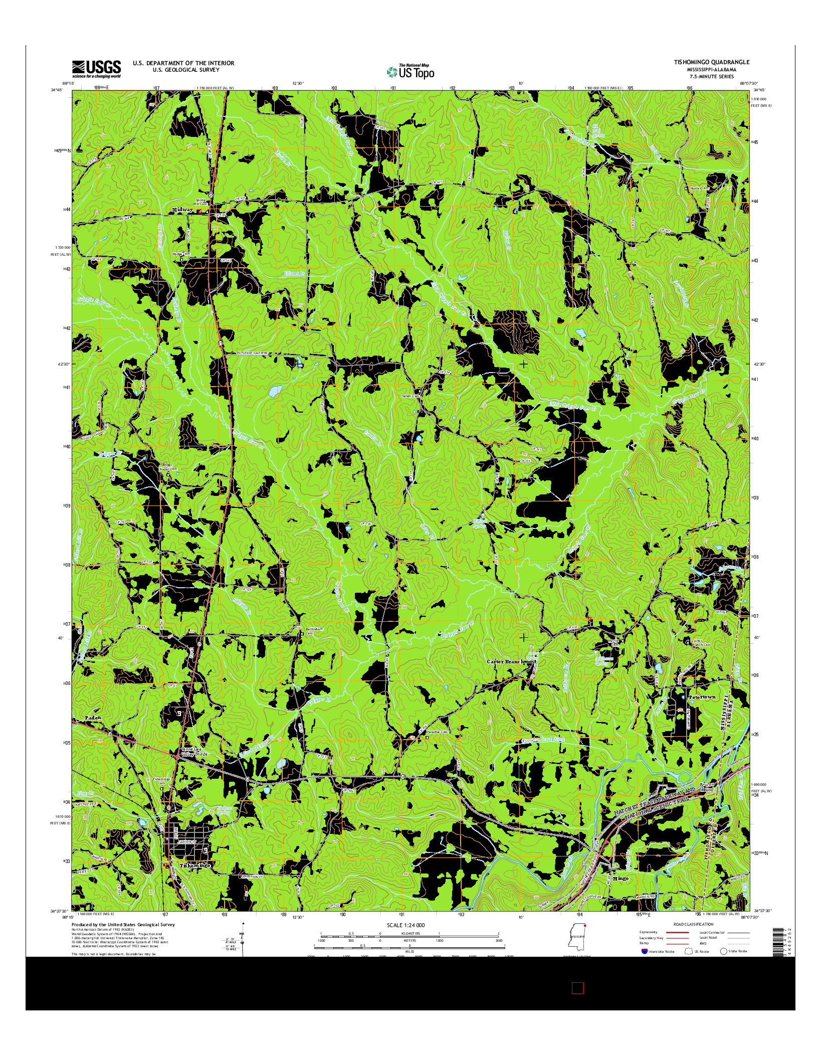 USGS US TOPO 7.5-MINUTE MAP FOR TISHOMINGO, MS-AL 2015