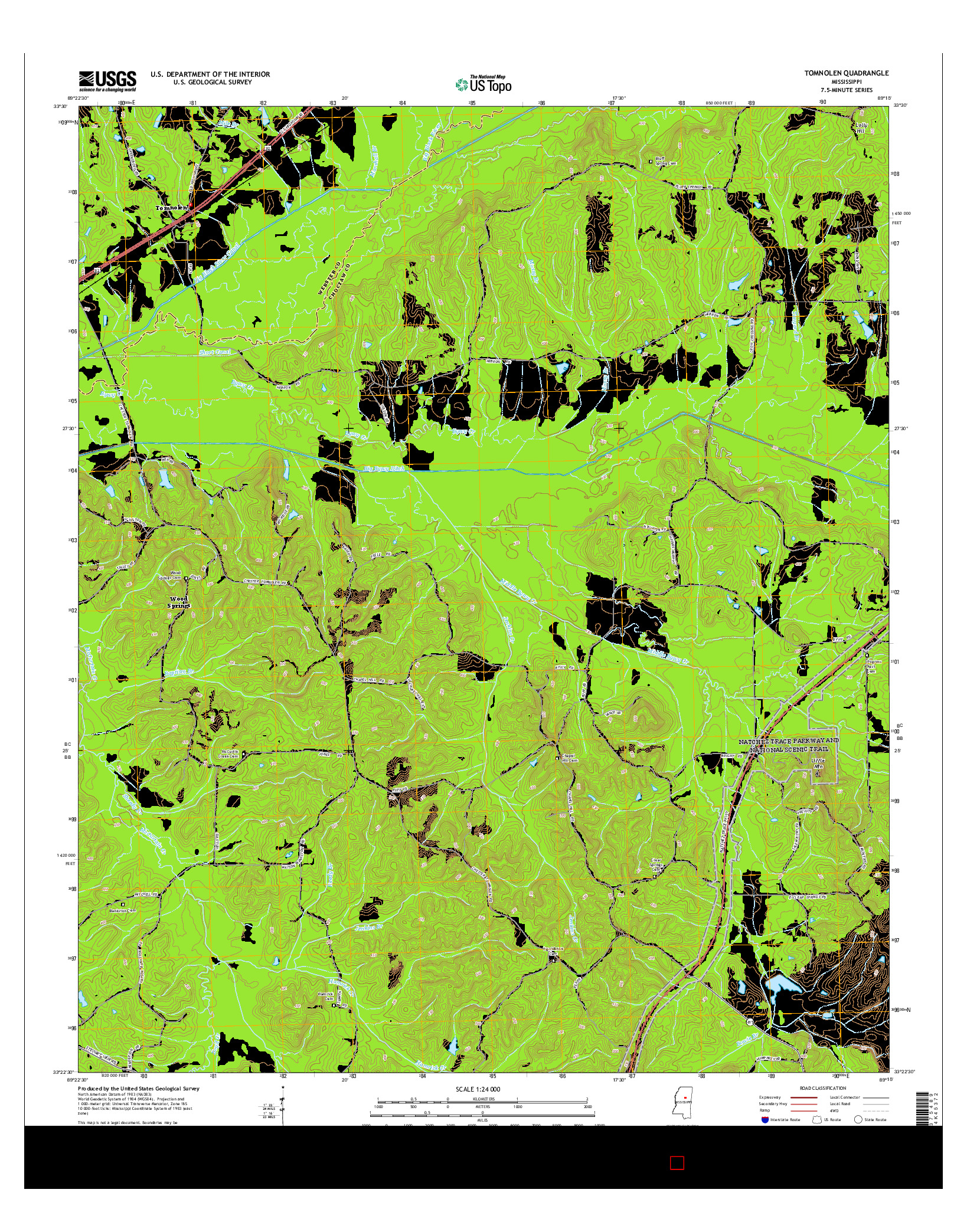 USGS US TOPO 7.5-MINUTE MAP FOR TOMNOLEN, MS 2015