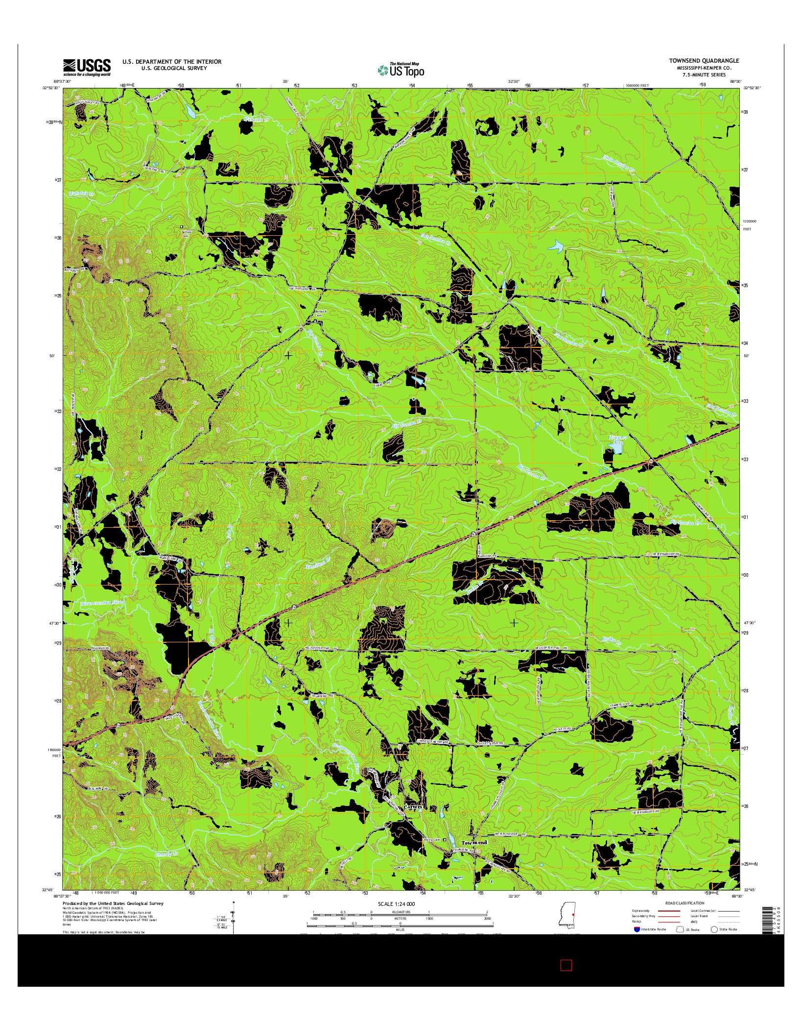 USGS US TOPO 7.5-MINUTE MAP FOR TOWNSEND, MS 2015