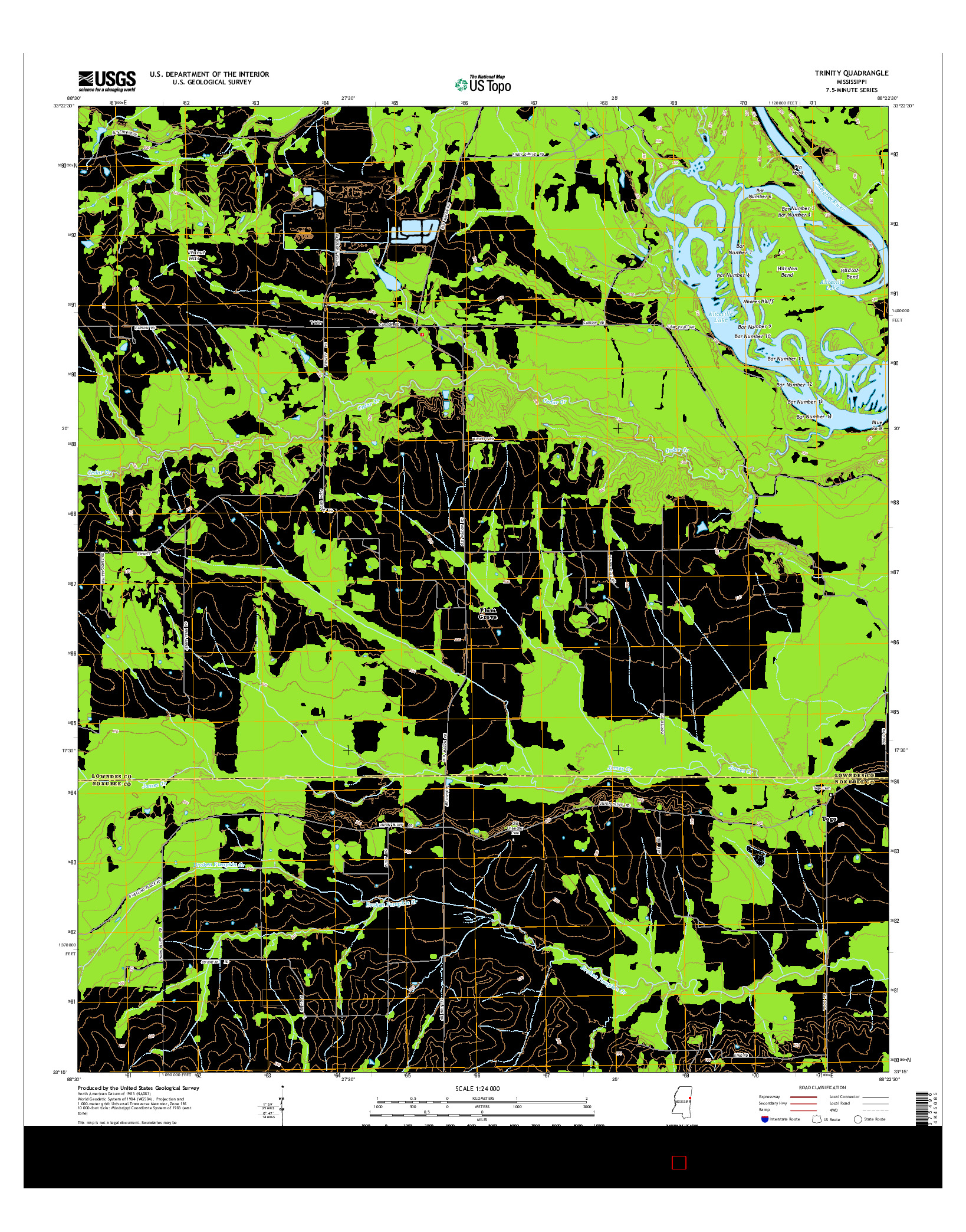 USGS US TOPO 7.5-MINUTE MAP FOR TRINITY, MS 2015