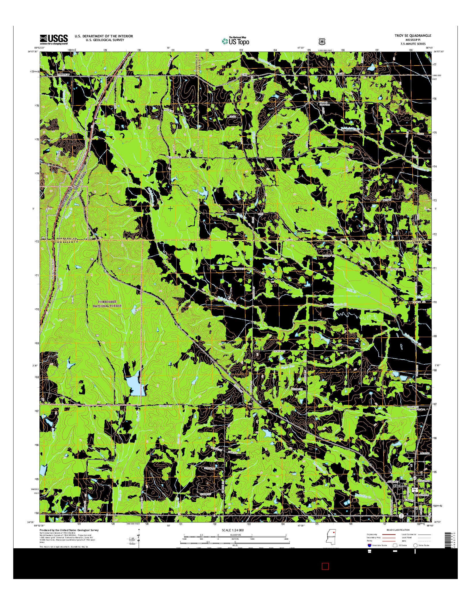 USGS US TOPO 7.5-MINUTE MAP FOR TROY SE, MS 2015