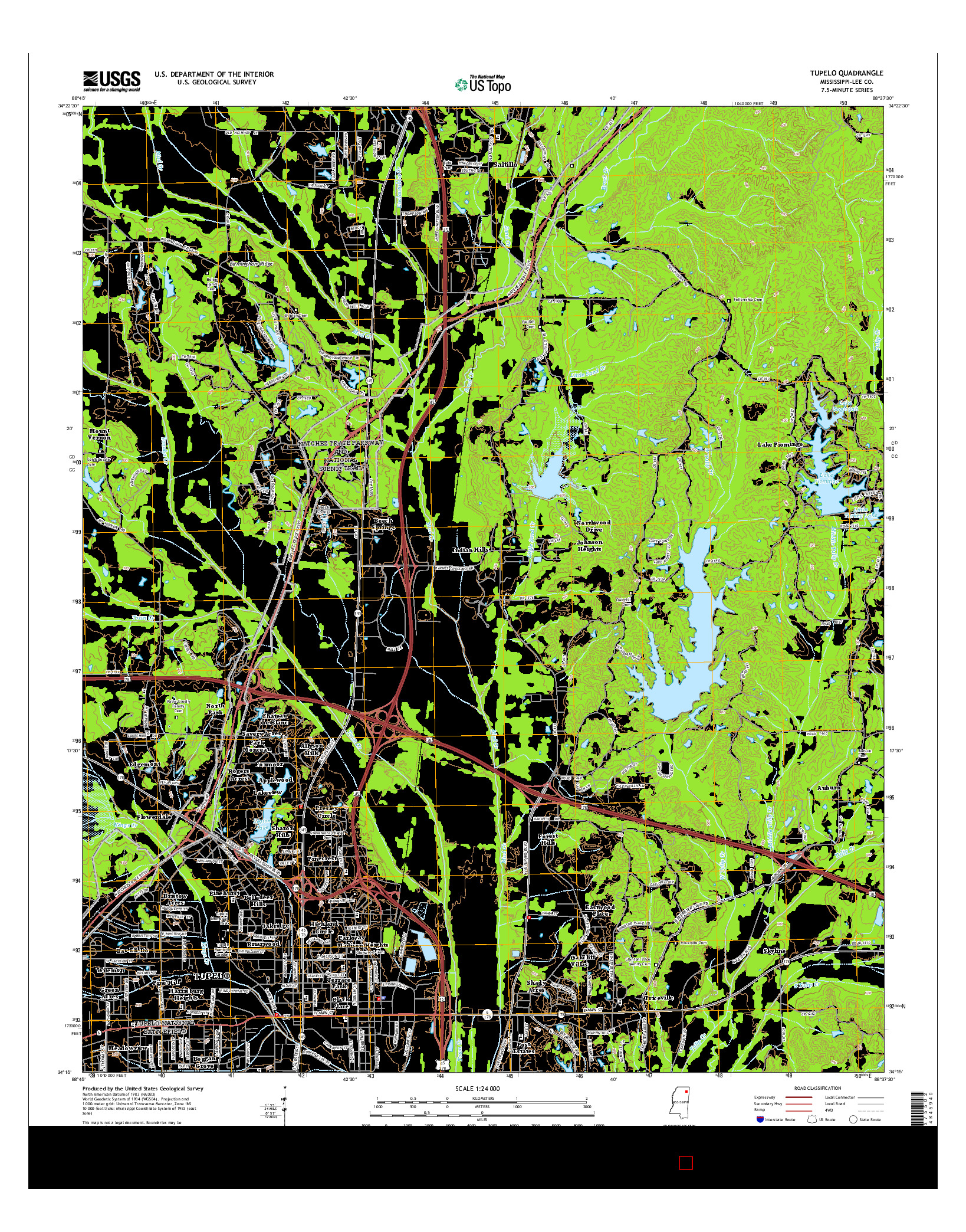 USGS US TOPO 7.5-MINUTE MAP FOR TUPELO, MS 2015